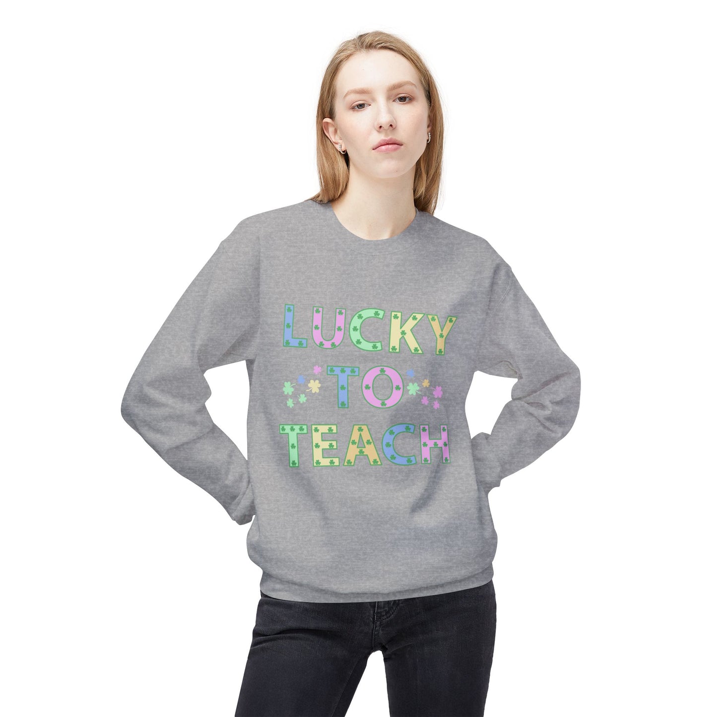Lucky to Teach Unisex Midweight Softstyle Fleece Crewneck Sweatshirt