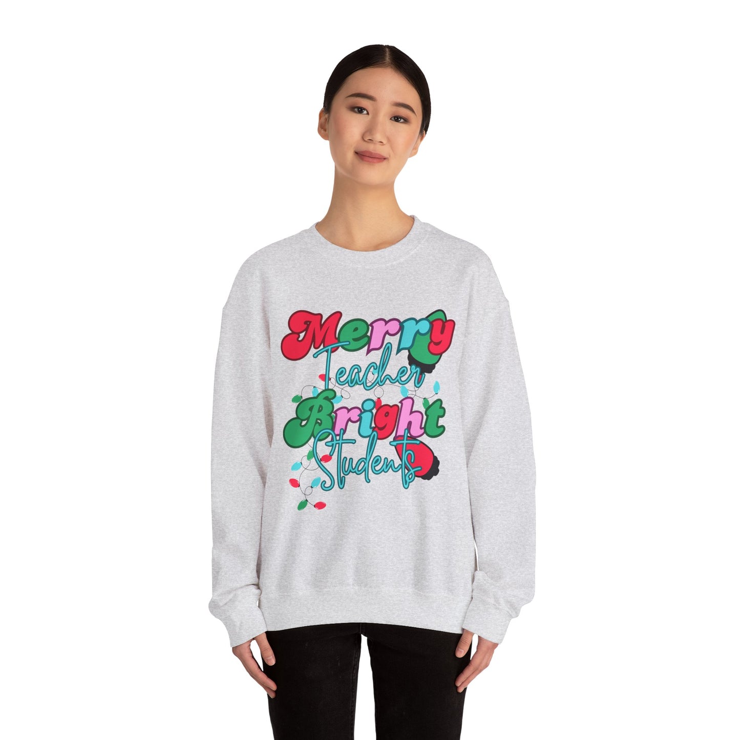 Merry Teacher Bright Students Unisex Heavy Blend™ Crewneck Sweatshirt