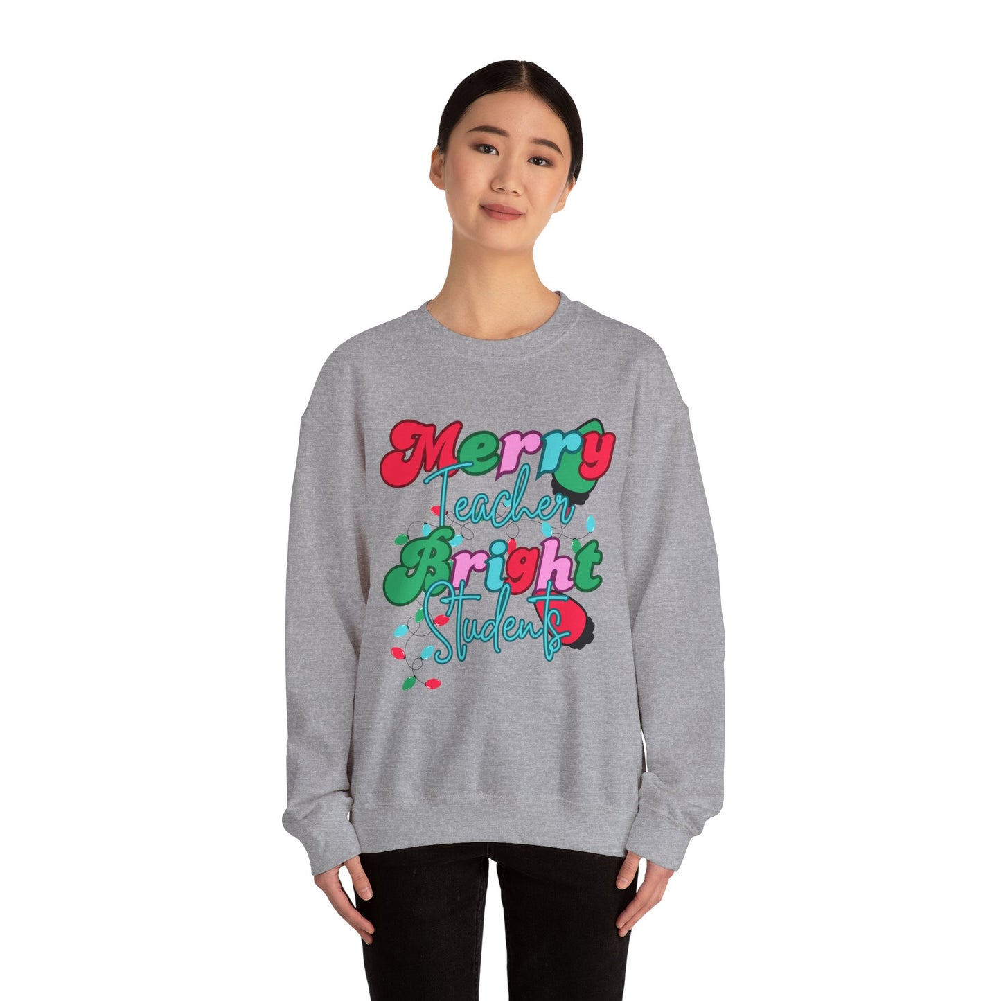 Merry Teacher Bright Students Unisex Heavy Blend™ Crewneck Sweatshirt