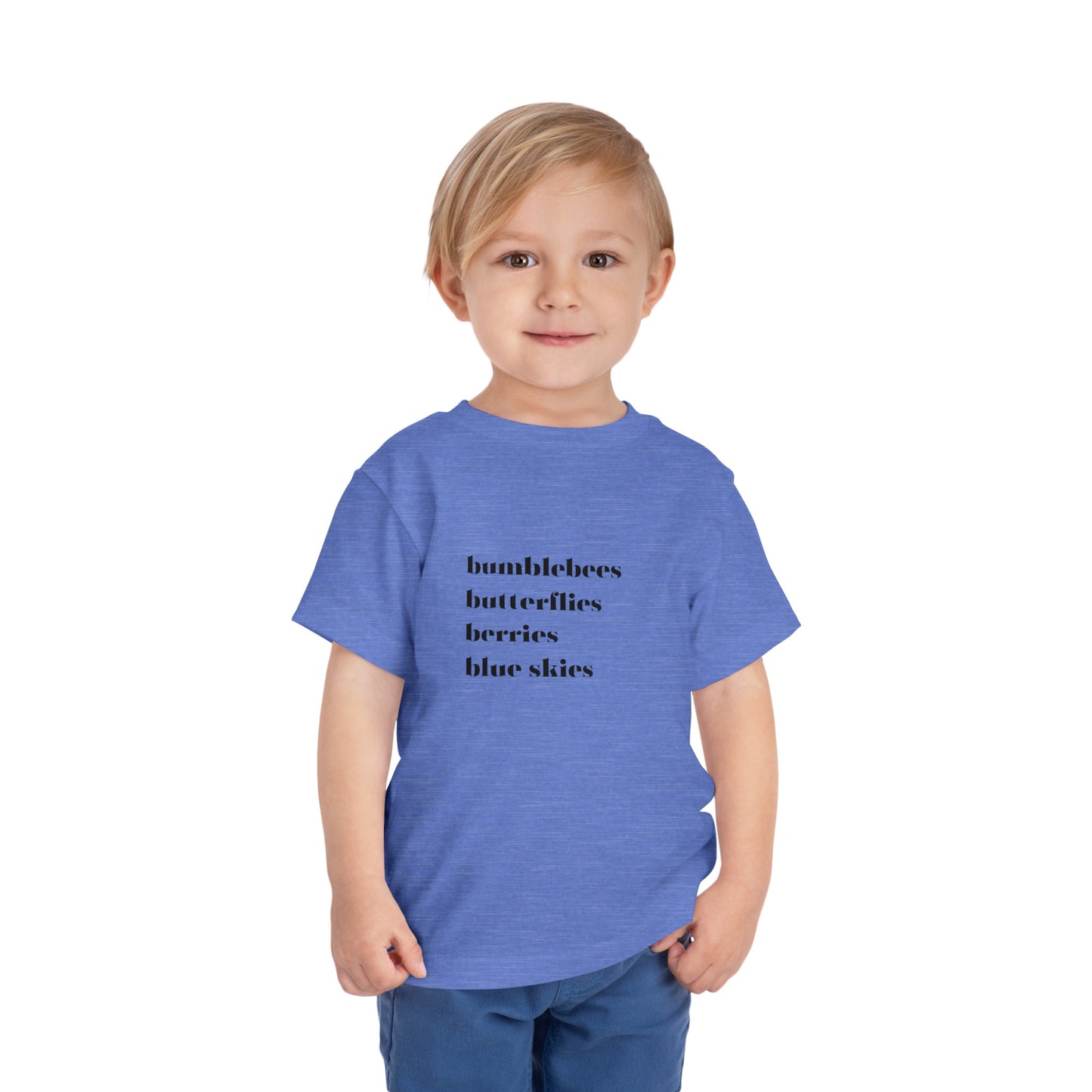 Bumblebees Butterflies Berries Blue Skies Toddler Short Sleeve Tee