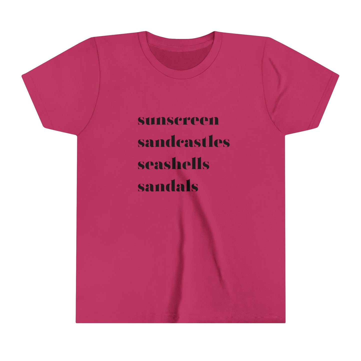 Sunscreen Sandcastles Seashells Sandals Youth Short Sleeve Tee