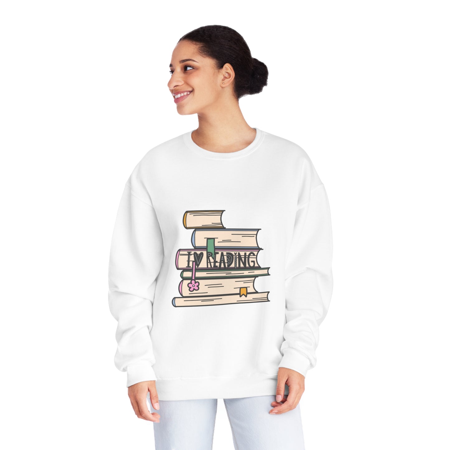 I Love Reading Stacked Books Unisex NuBlend® Crewneck Sweatshirt