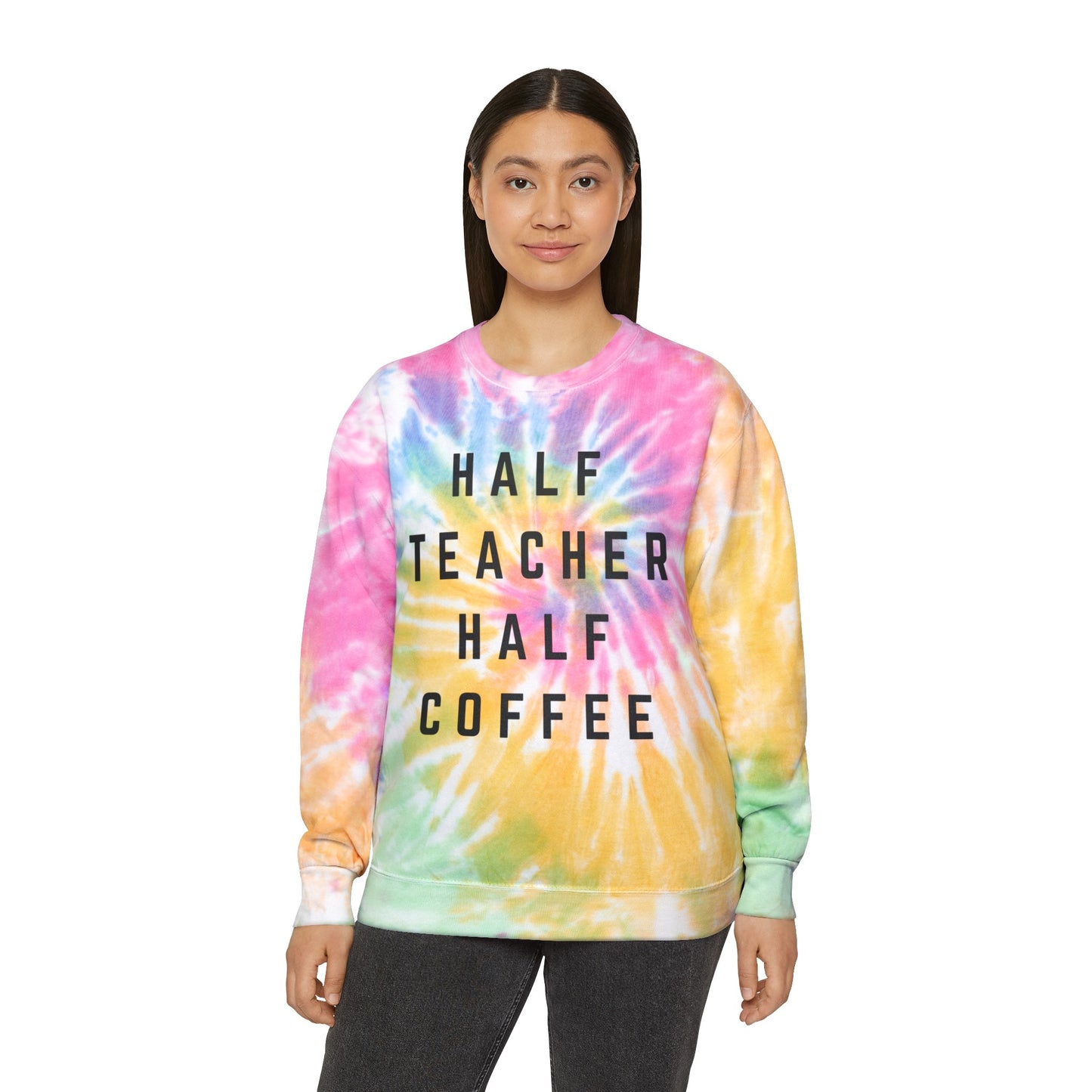 Half Teacher Half Coffee Unisex Tie-Dye Sweatshirt