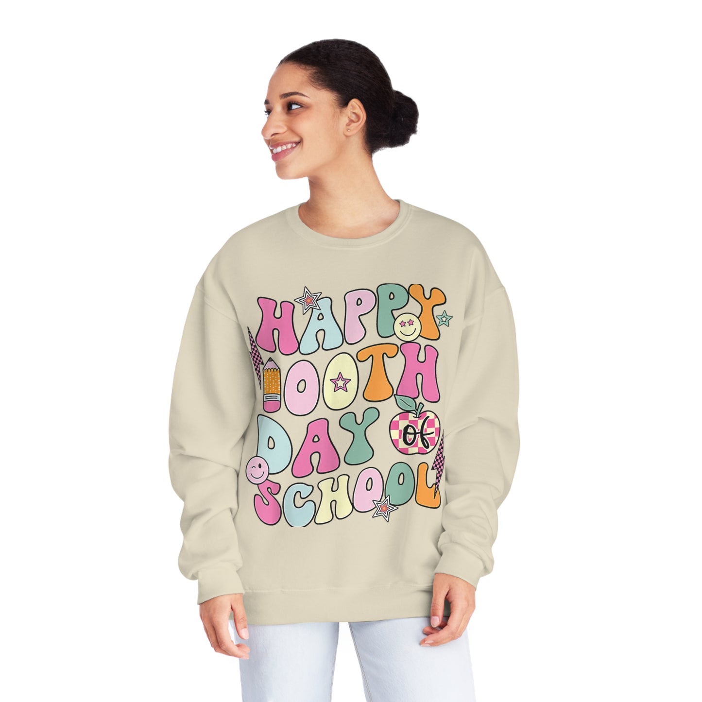 Happy 100th Day of School Design 2 Unisex NuBlend® Crewneck Sweatshirt