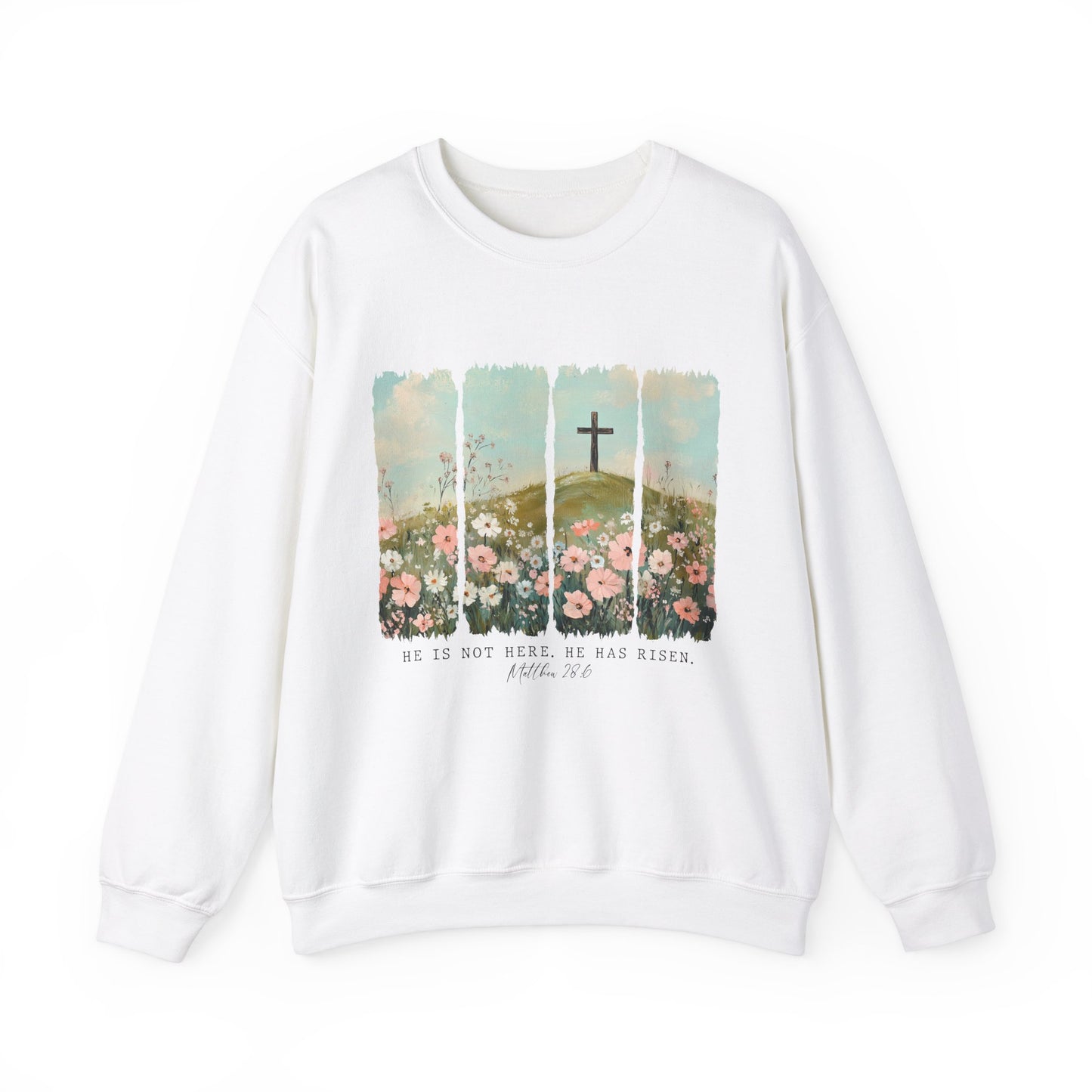 He Is Risen Crewneck Sweatshirt – Christian Inspirational Sweatshirt for Easter and Everyday Wear