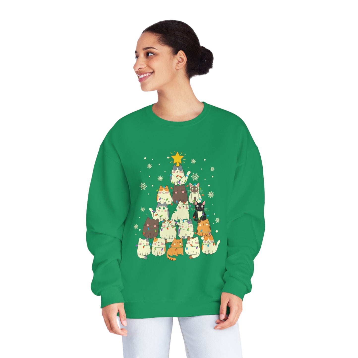 Cat Christmas Tree Unisex NuBlend® Crewneck Sweatshirt