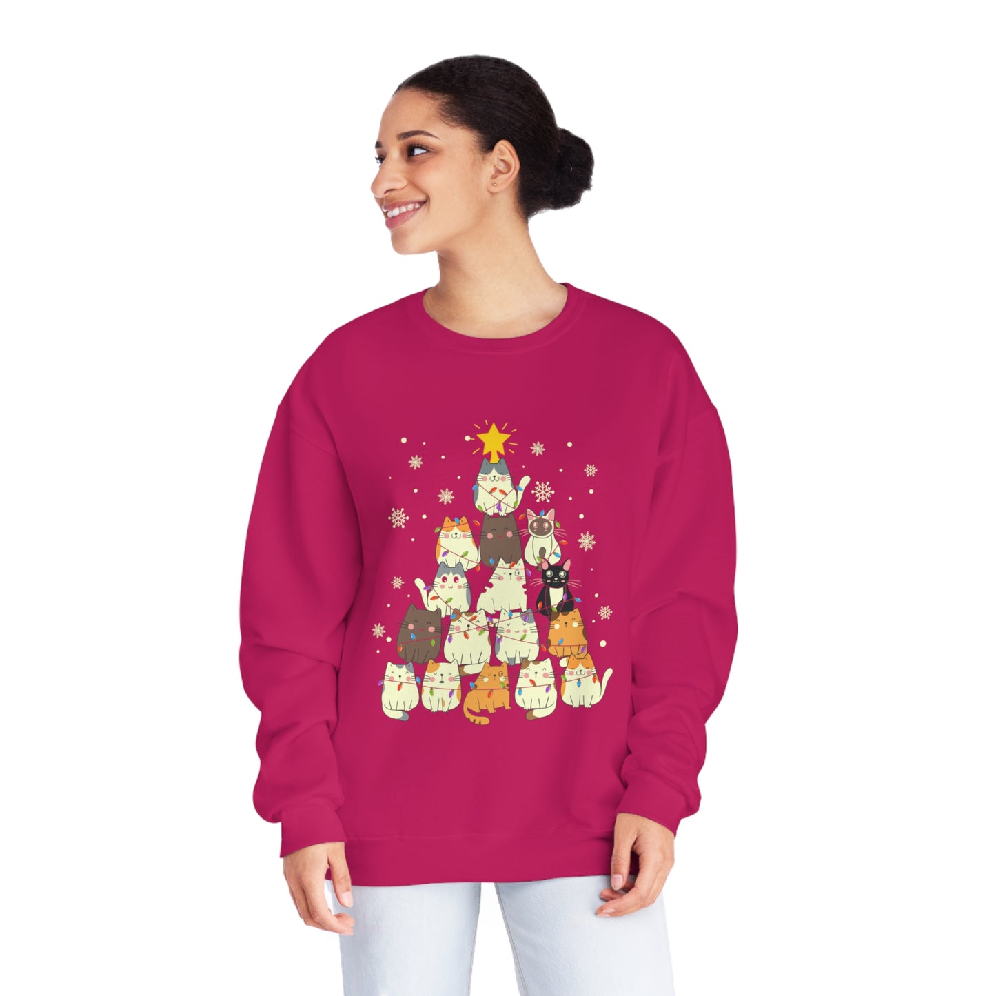 Cat Christmas Tree Unisex NuBlend® Crewneck Sweatshirt