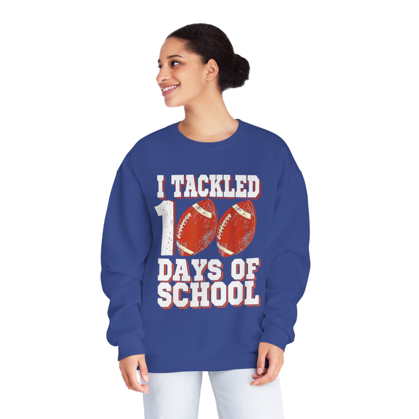 I Tackled 100 Days of School Unisex NuBlend® Crewneck Sweatshirt