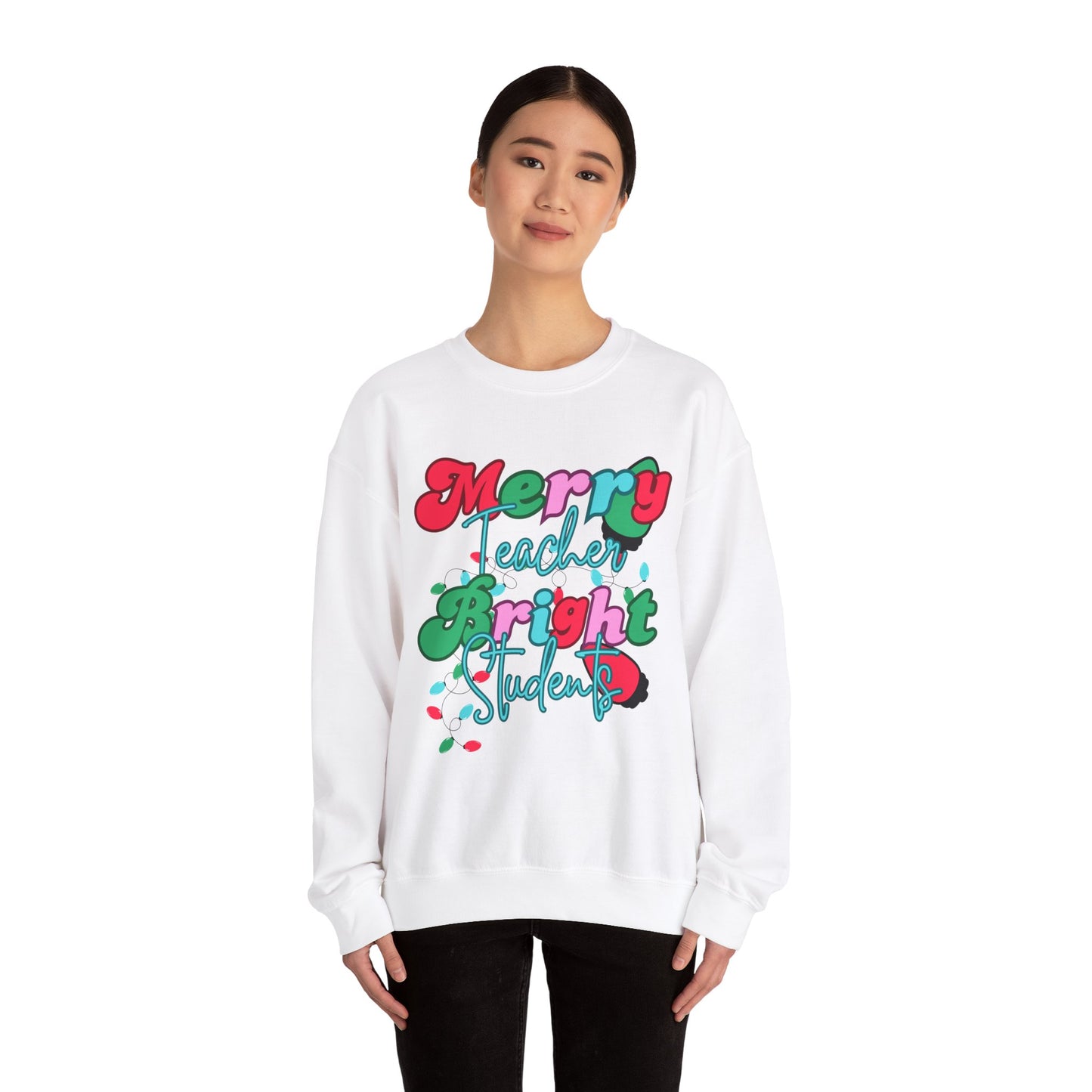 Merry Teacher Bright Students Unisex Heavy Blend™ Crewneck Sweatshirt
