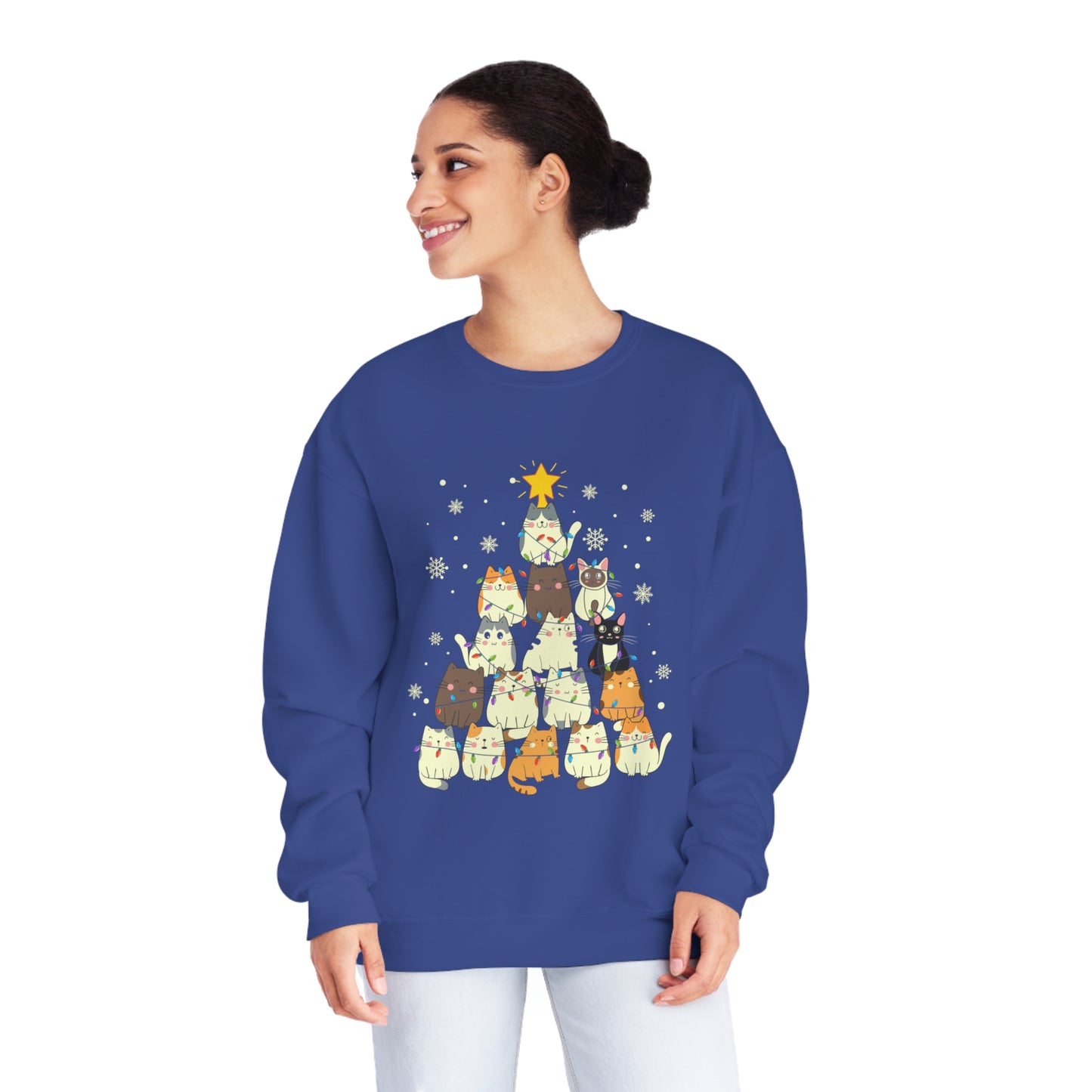 Cat Christmas Tree Unisex NuBlend® Crewneck Sweatshirt