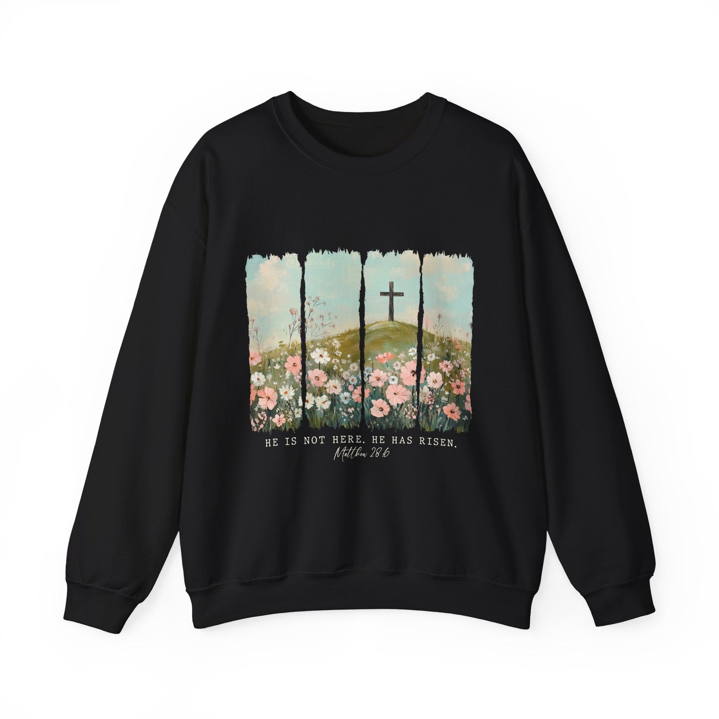 He Is Risen Crewneck Sweatshirt - Inspirational Easter Apparel