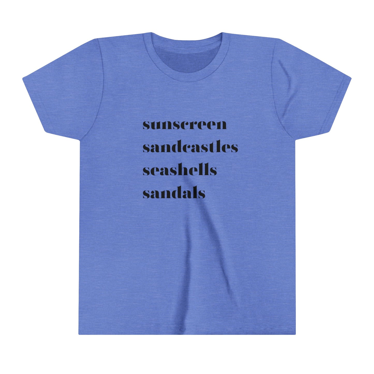 Sunscreen Sandcastles Seashells Sandals Youth Short Sleeve Tee