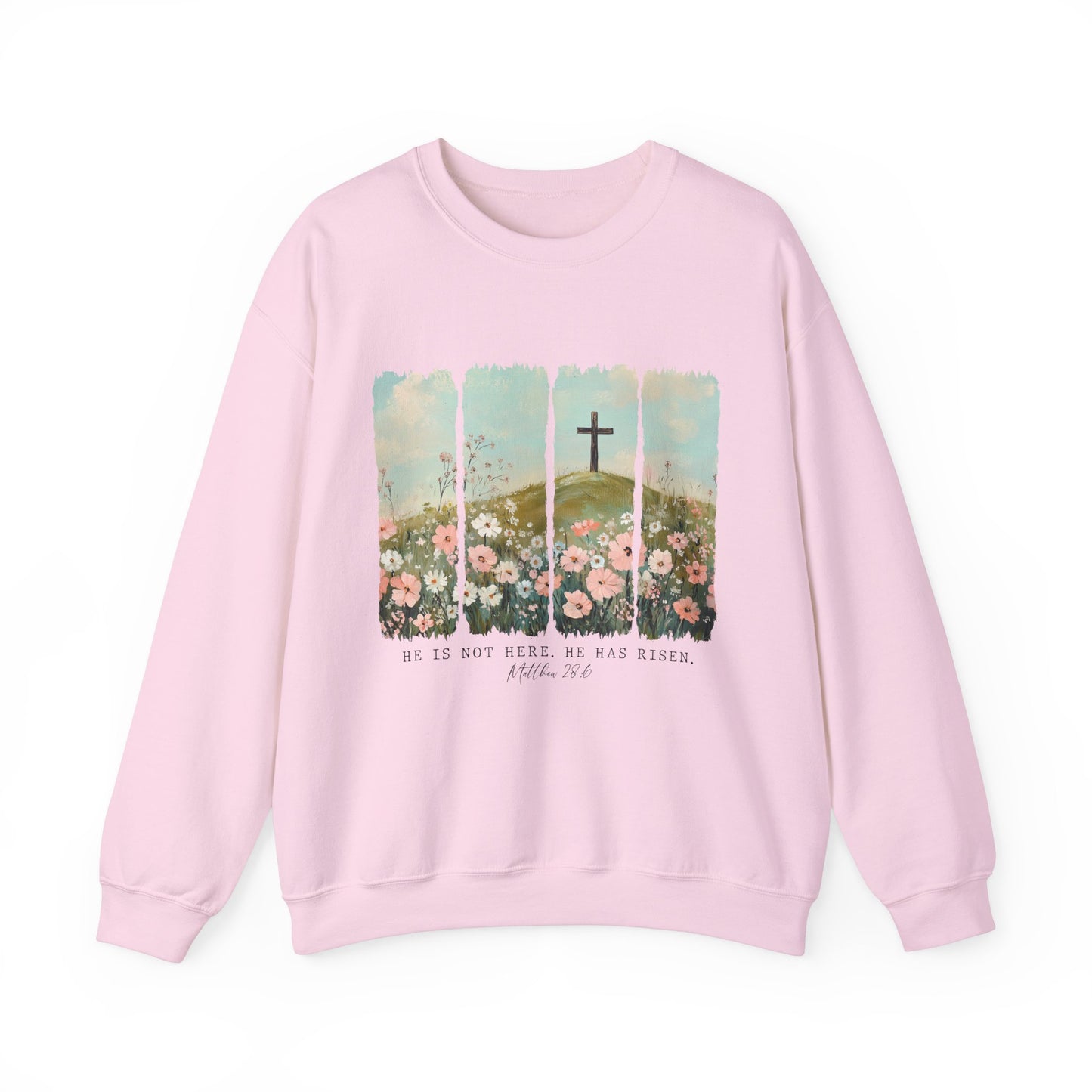 He Is Risen Crewneck Sweatshirt – Christian Inspirational Sweatshirt for Easter and Everyday Wear