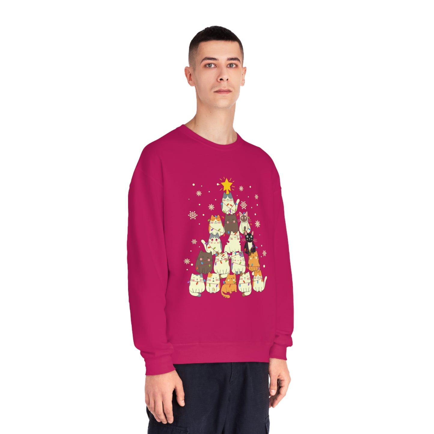 Cat Christmas Tree Unisex NuBlend® Crewneck Sweatshirt