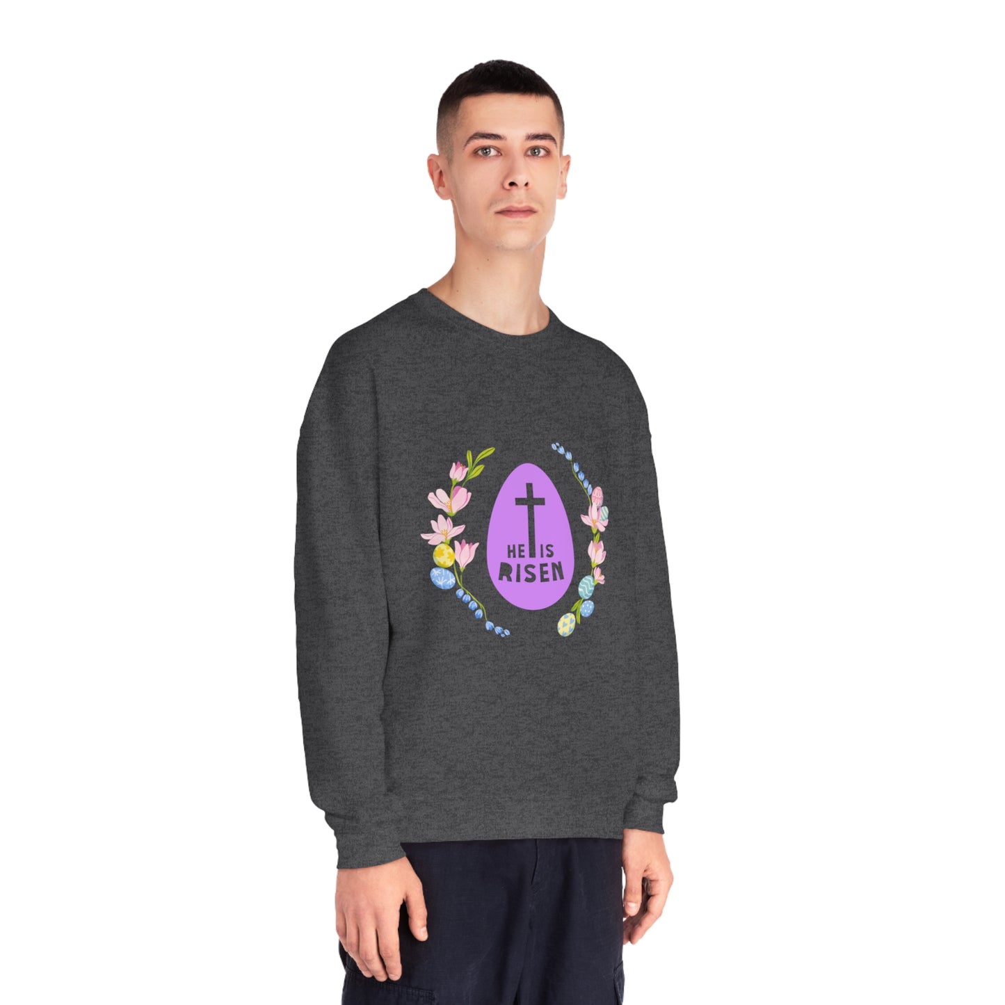 He Is Risen Easter Egg Unisex NuBlend® Crewneck Sweatshirt