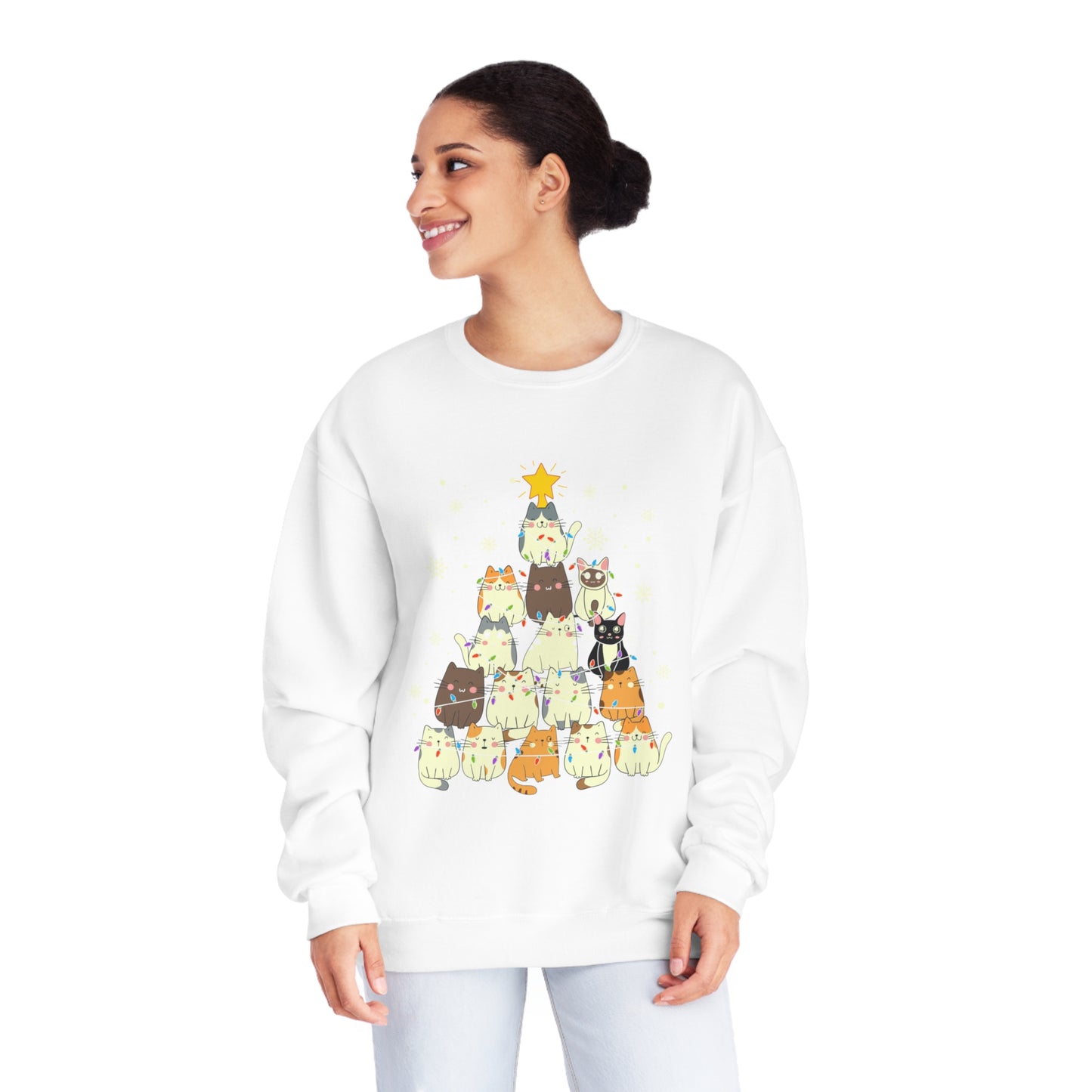 Cat Christmas Tree Unisex NuBlend® Crewneck Sweatshirt