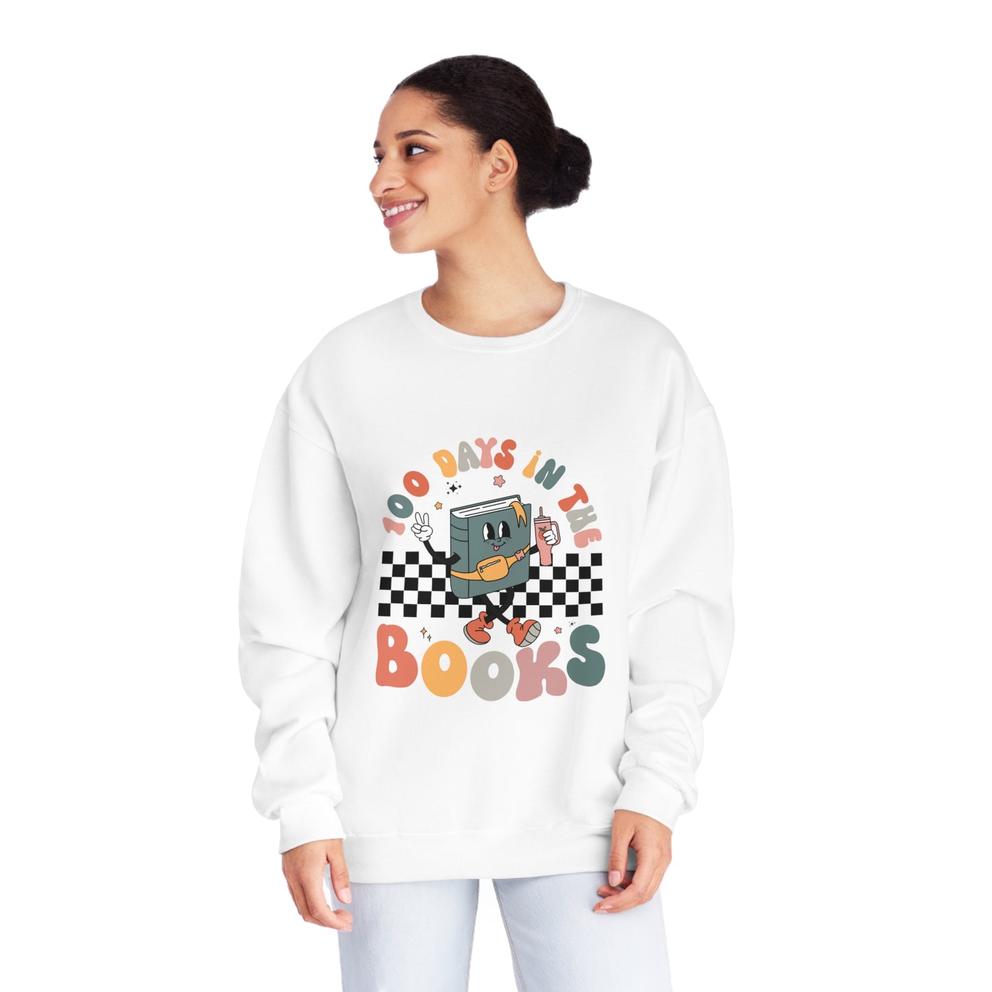 100 Days in the Books Book Character Unisex NuBlend® Crewneck Sweatshirt