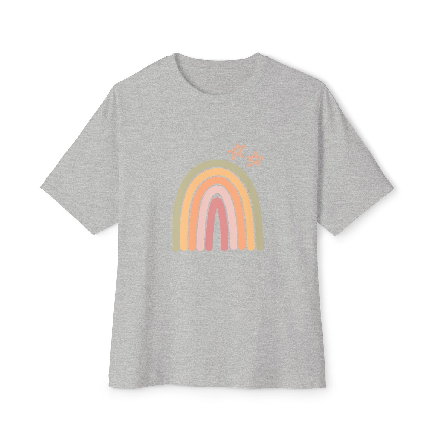 Rainbow and Stars Unisex Oversized Boxy Tee