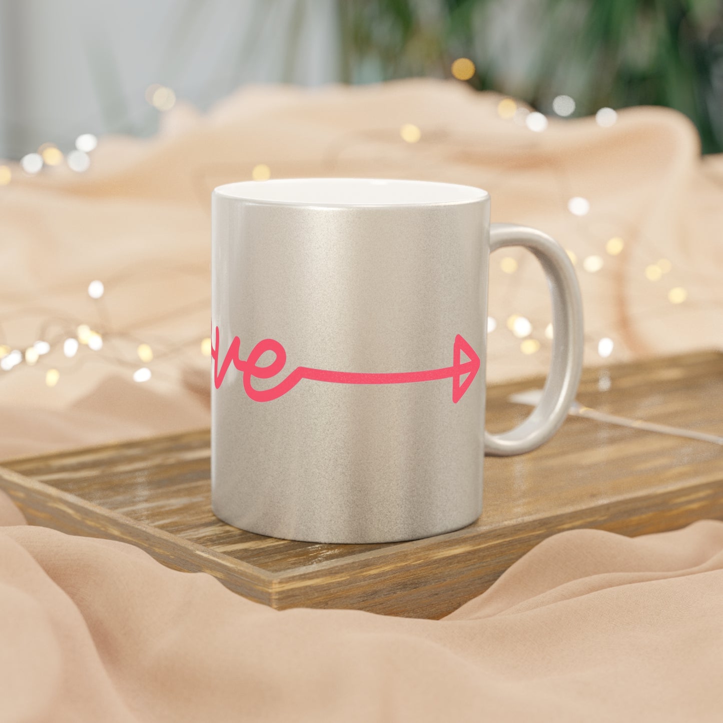 Cursive Love Arrow Metallic Mug (Silver\Gold)