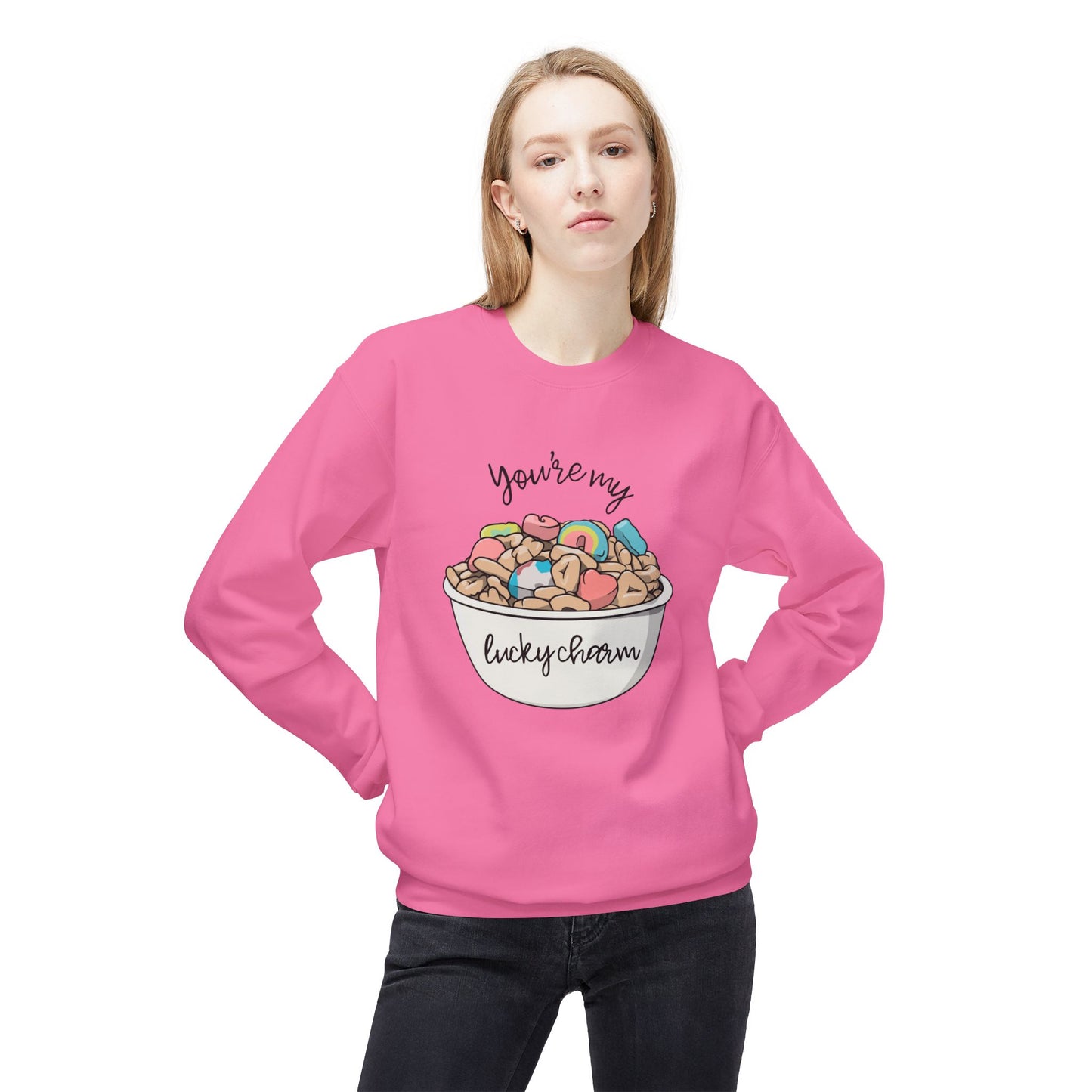 Cursive You're My Lucky Charm Unisex Midweight Softstyle Fleece Crewneck Sweatshirt