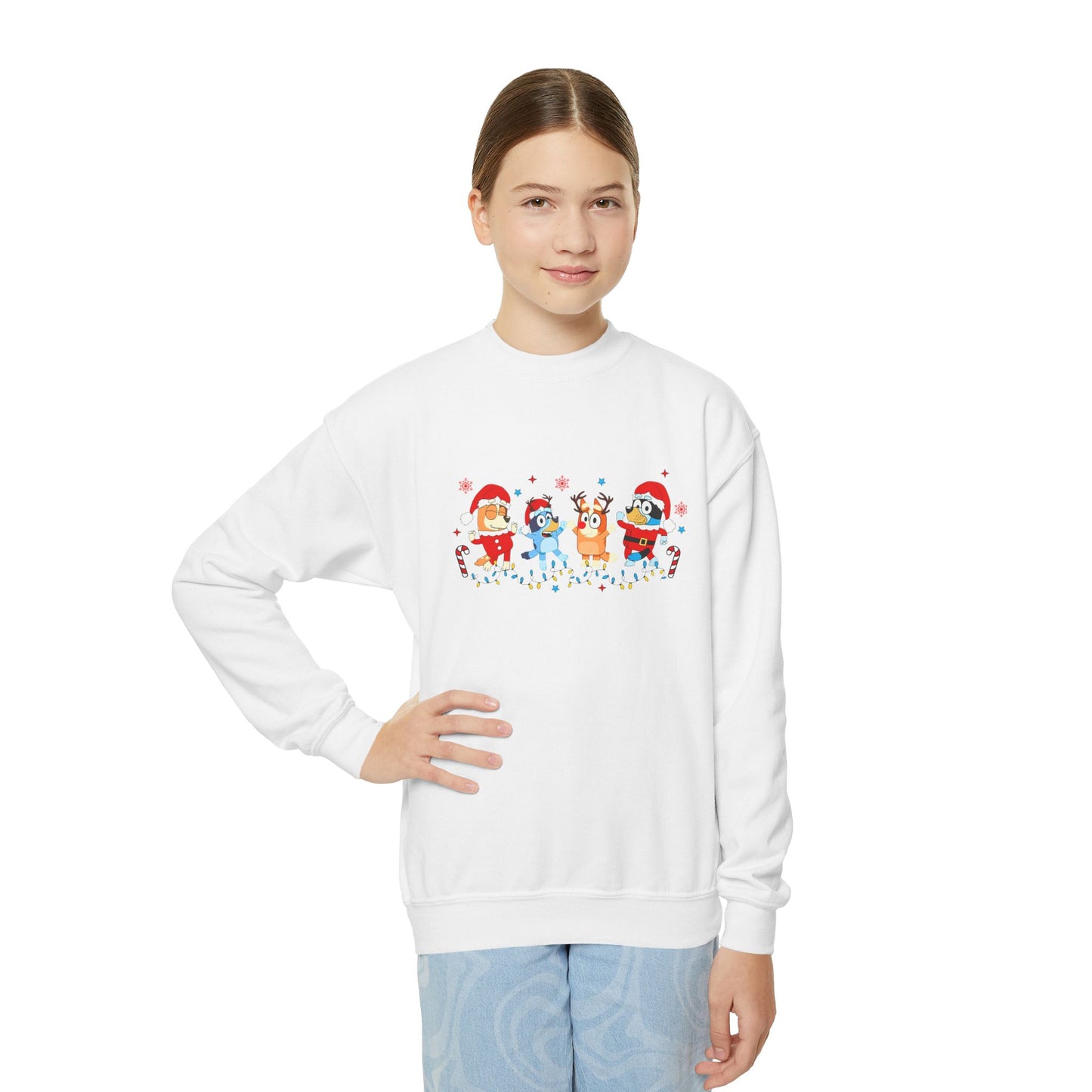 Heeler Family Dancing Christmas Youth Crewneck Sweatshirt