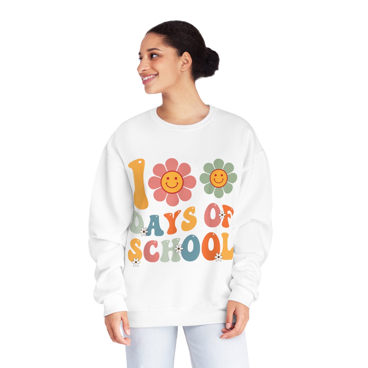 100 Days of School Daisies Unisex NuBlend® Crewneck Sweatshirt