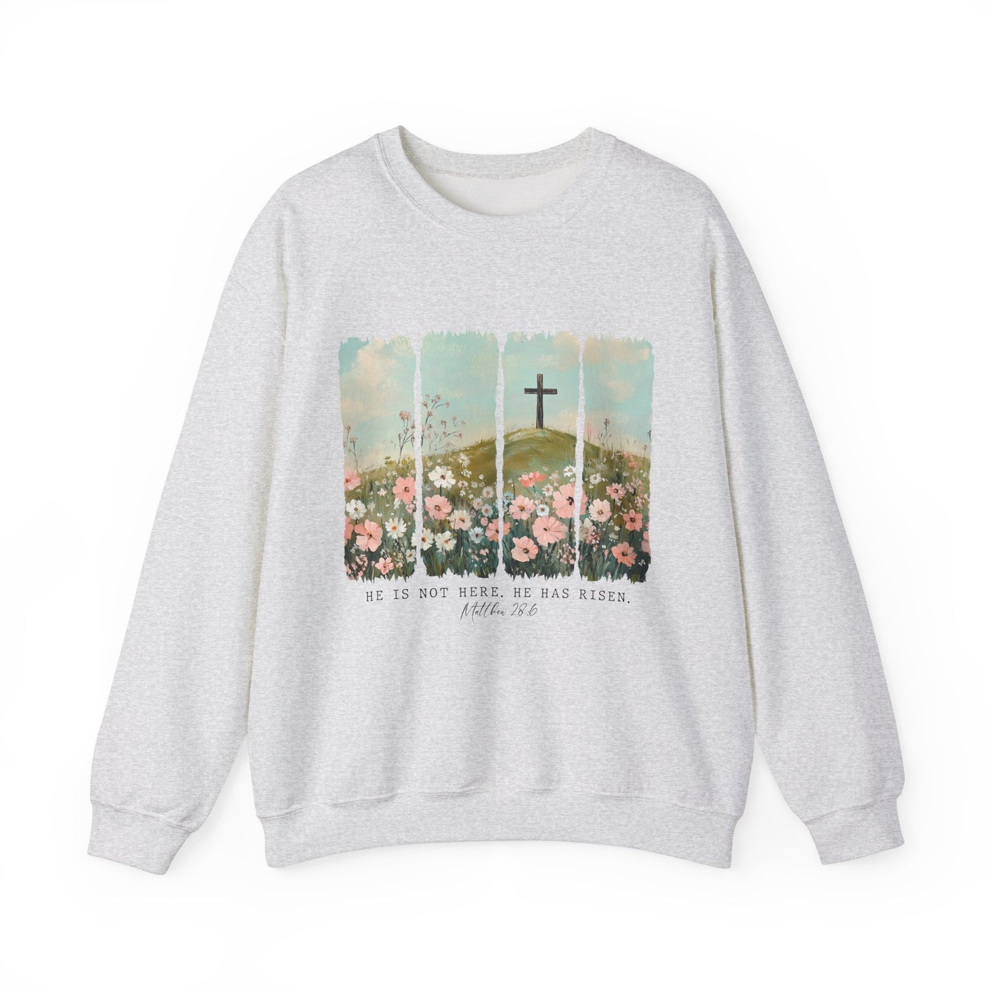 He Is Risen Crewneck Sweatshirt – Christian Inspirational Sweatshirt for Easter and Everyday Wear