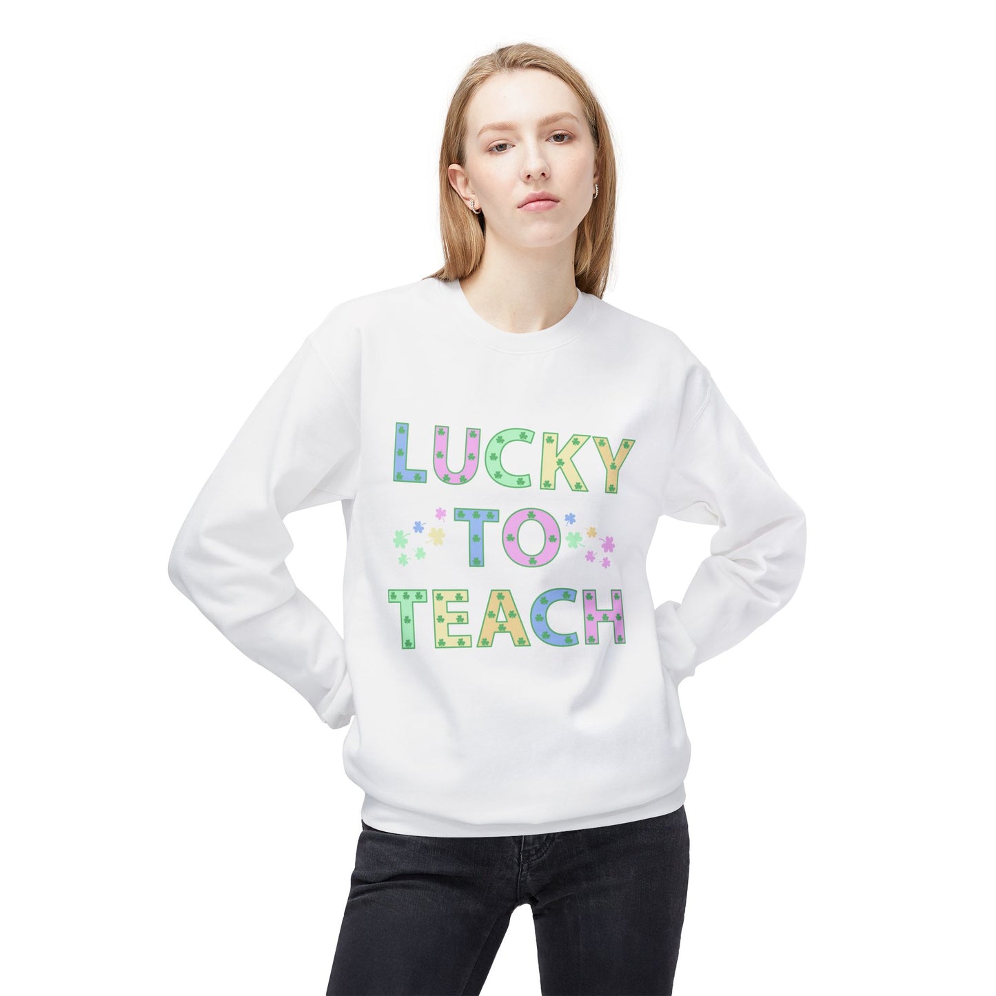 Lucky to Teach Unisex Midweight Softstyle Fleece Crewneck Sweatshirt