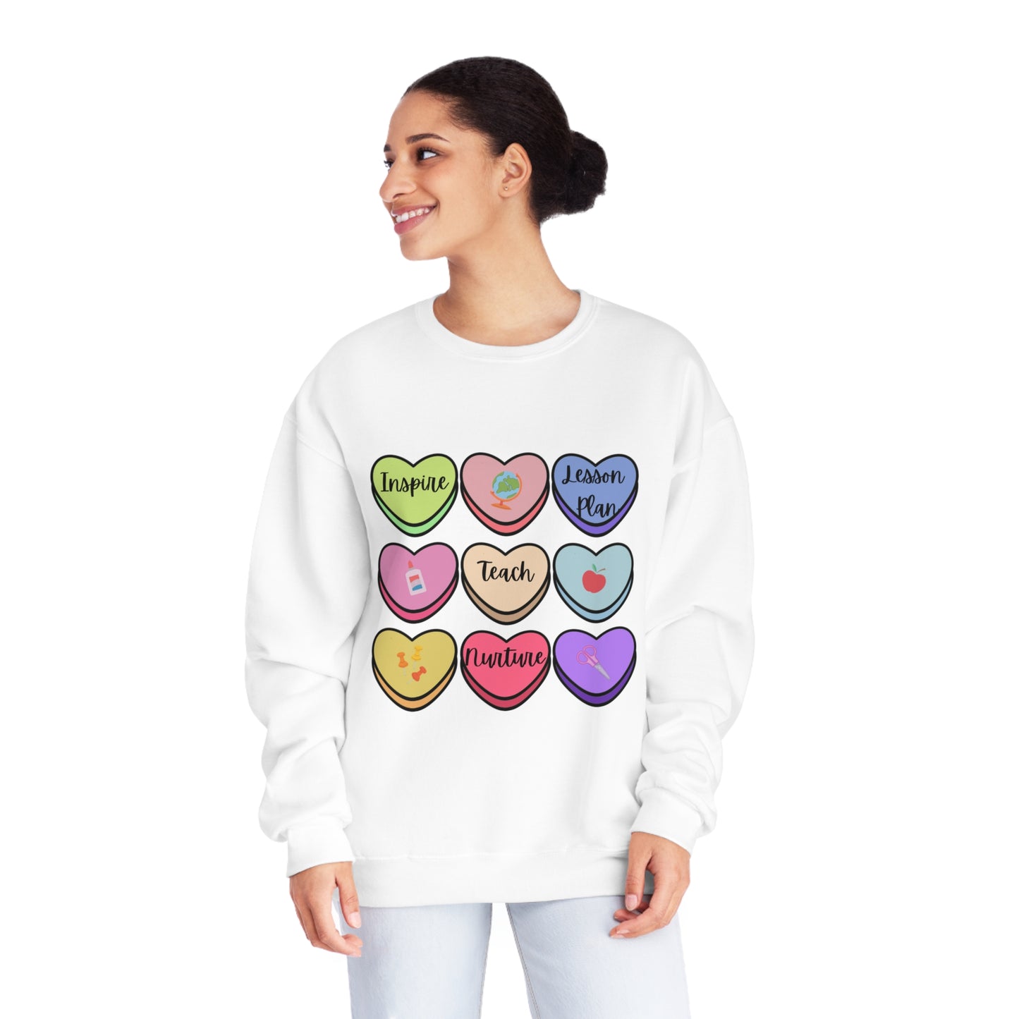 Teacher Conversation Hearts Unisex NuBlend® Crewneck Sweatshirt