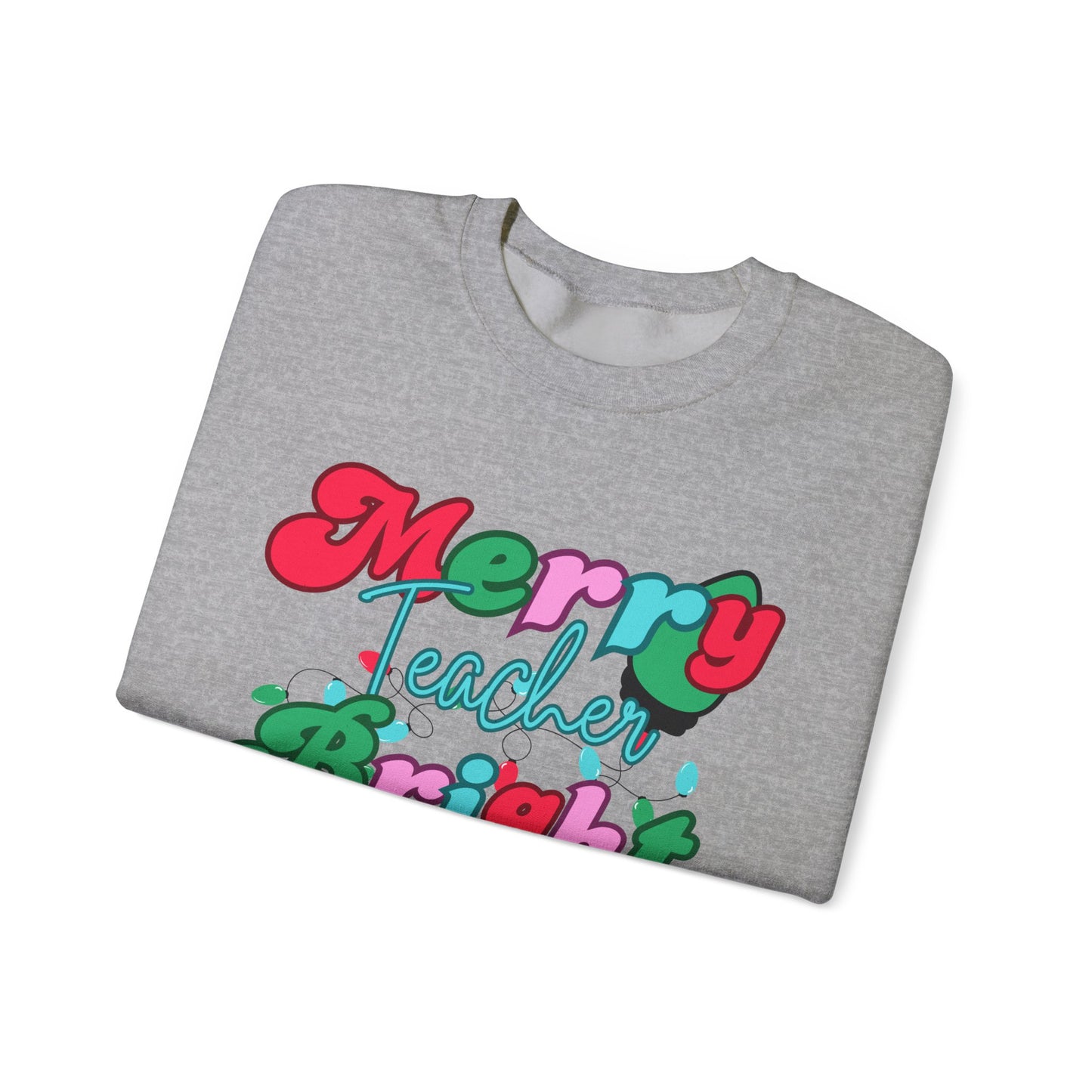 Merry Teacher Bright Students Unisex Heavy Blend™ Crewneck Sweatshirt