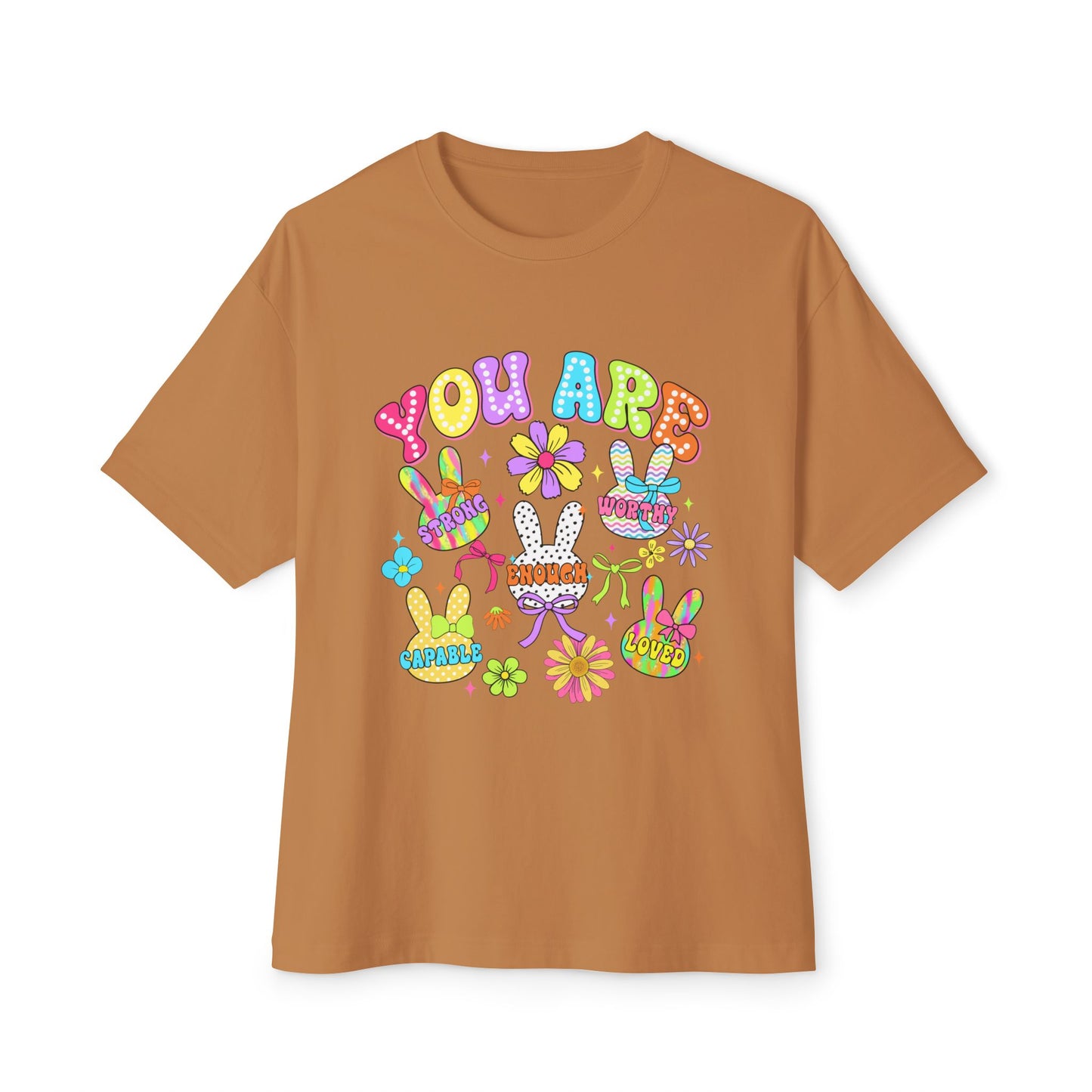 You Are Loved Unisex Oversized Boxy Tee - Colorful Graphic Tee for Positivity and Self-Love