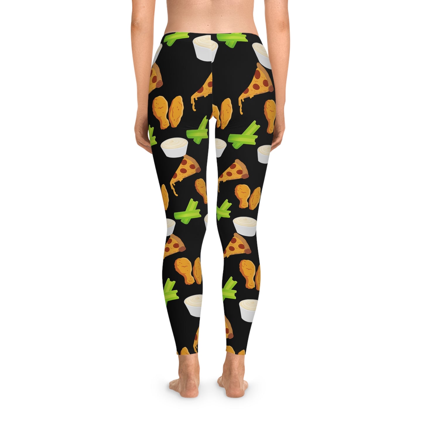 Pizza Wing Celery Bleu Cheese Stretchy Leggings (AOP)