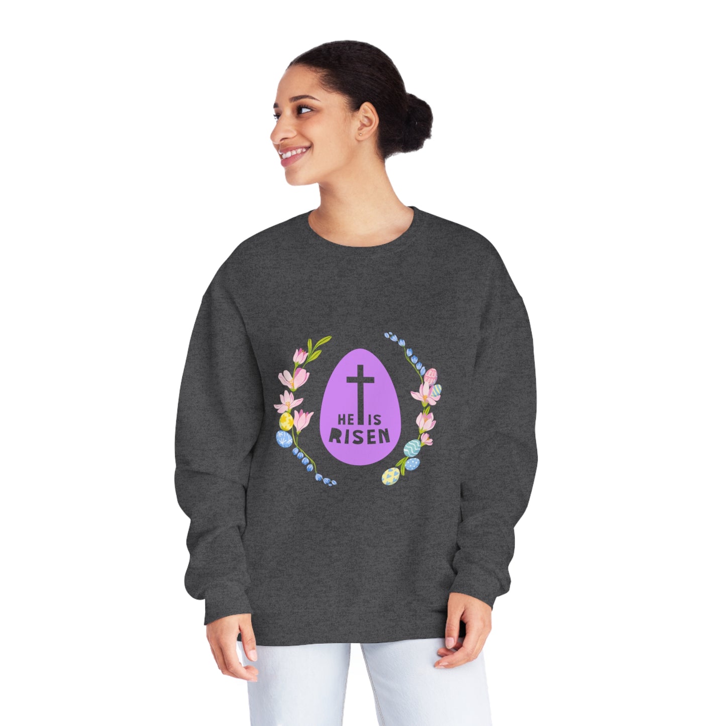 He Is Risen Easter Egg Unisex NuBlend® Crewneck Sweatshirt