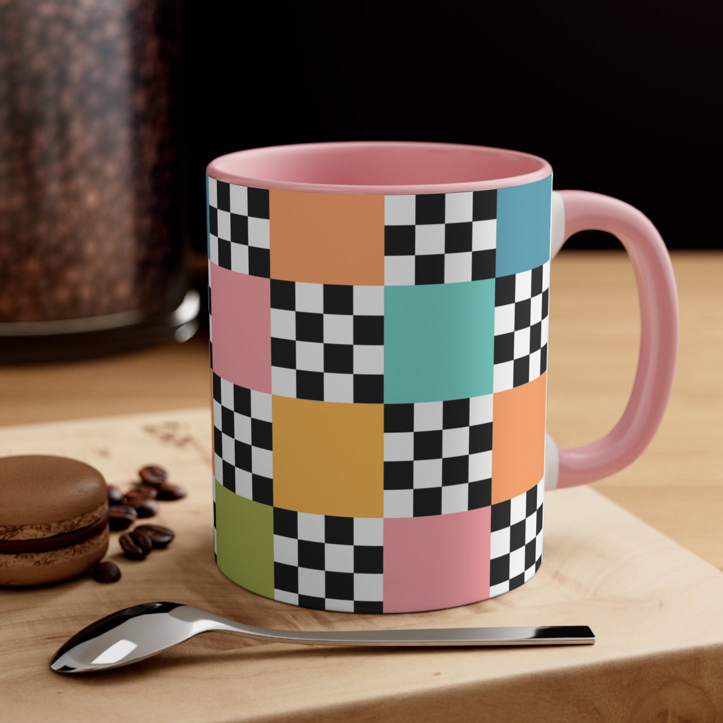 Checkered Accent Coffee Mug, 11oz