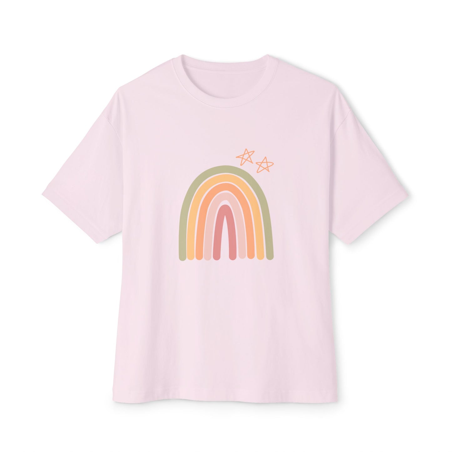 Rainbow and Stars Unisex Oversized Boxy Tee