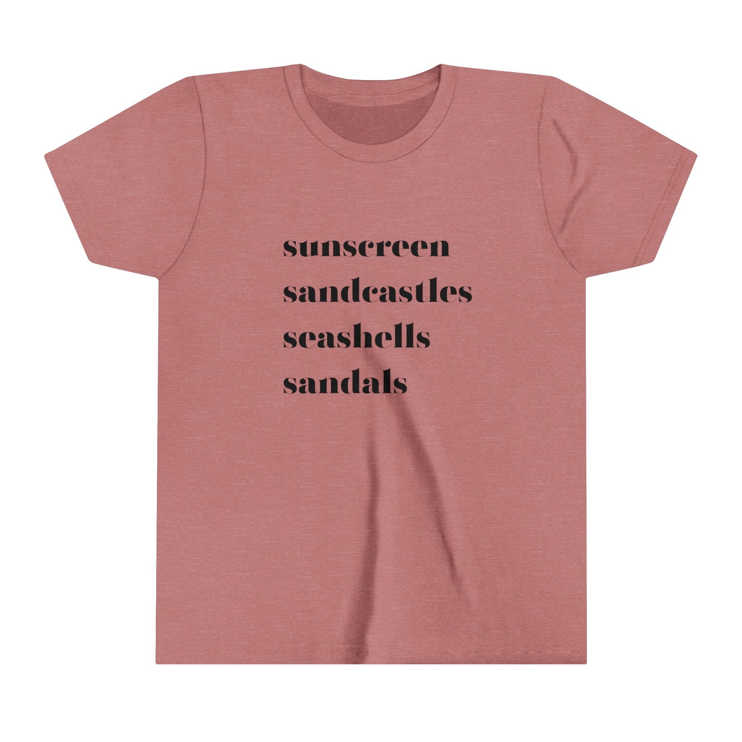 Sunscreen Sandcastles Seashells Sandals Youth Short Sleeve Tee