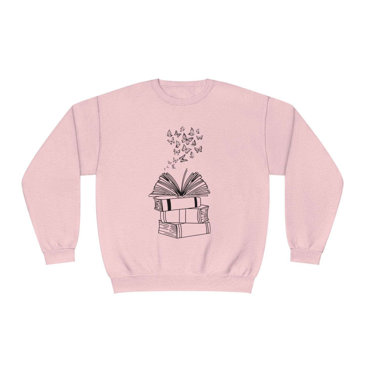 Book Butterflies Black Font Unisex NuBlend® Crewneck Sweatshirt