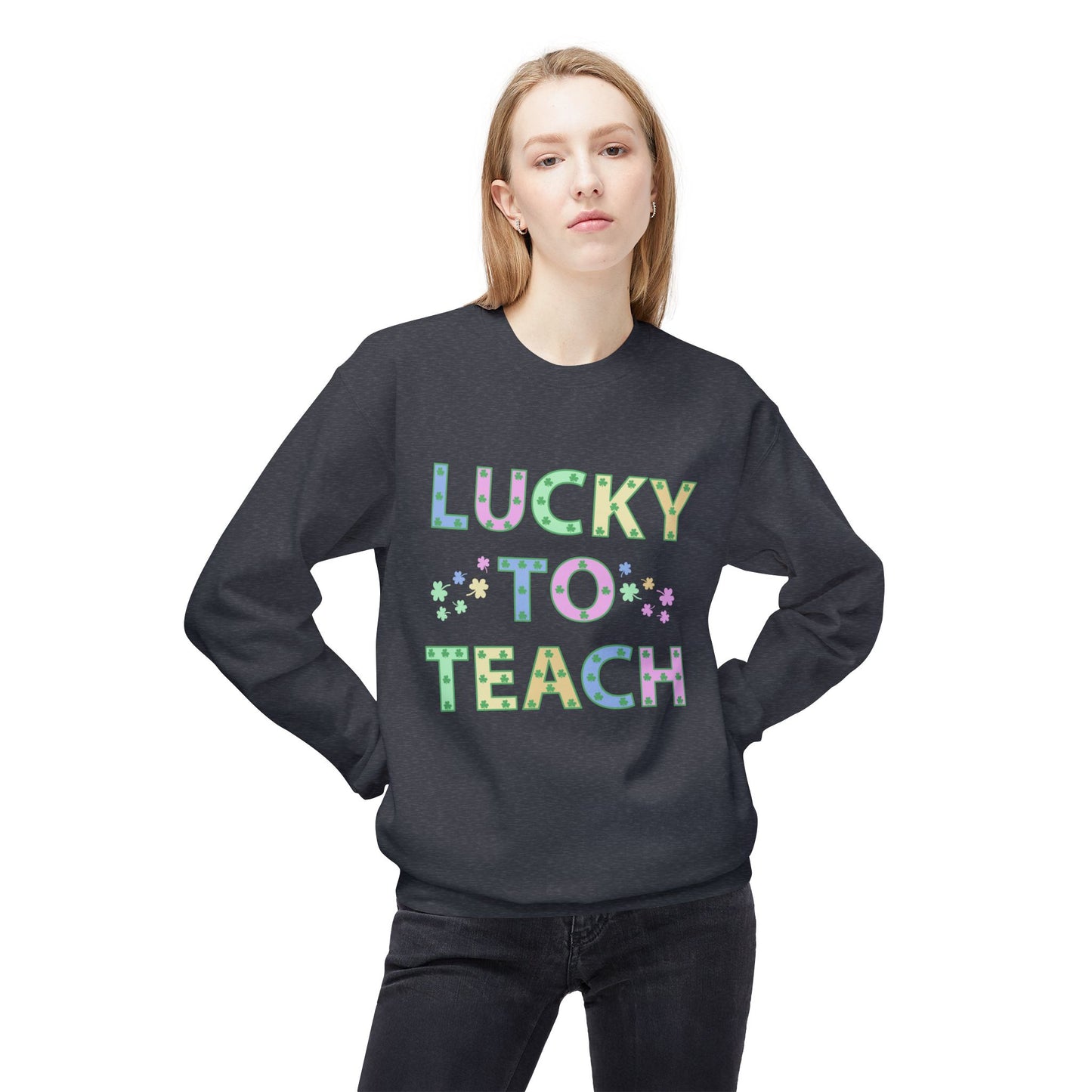 Lucky to Teach Unisex Midweight Softstyle Fleece Crewneck Sweatshirt