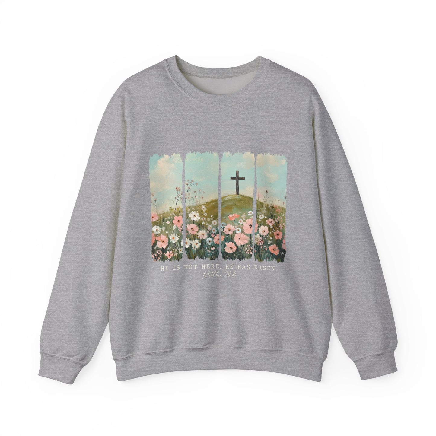 He Is Risen Crewneck Sweatshirt - Inspirational Easter Apparel