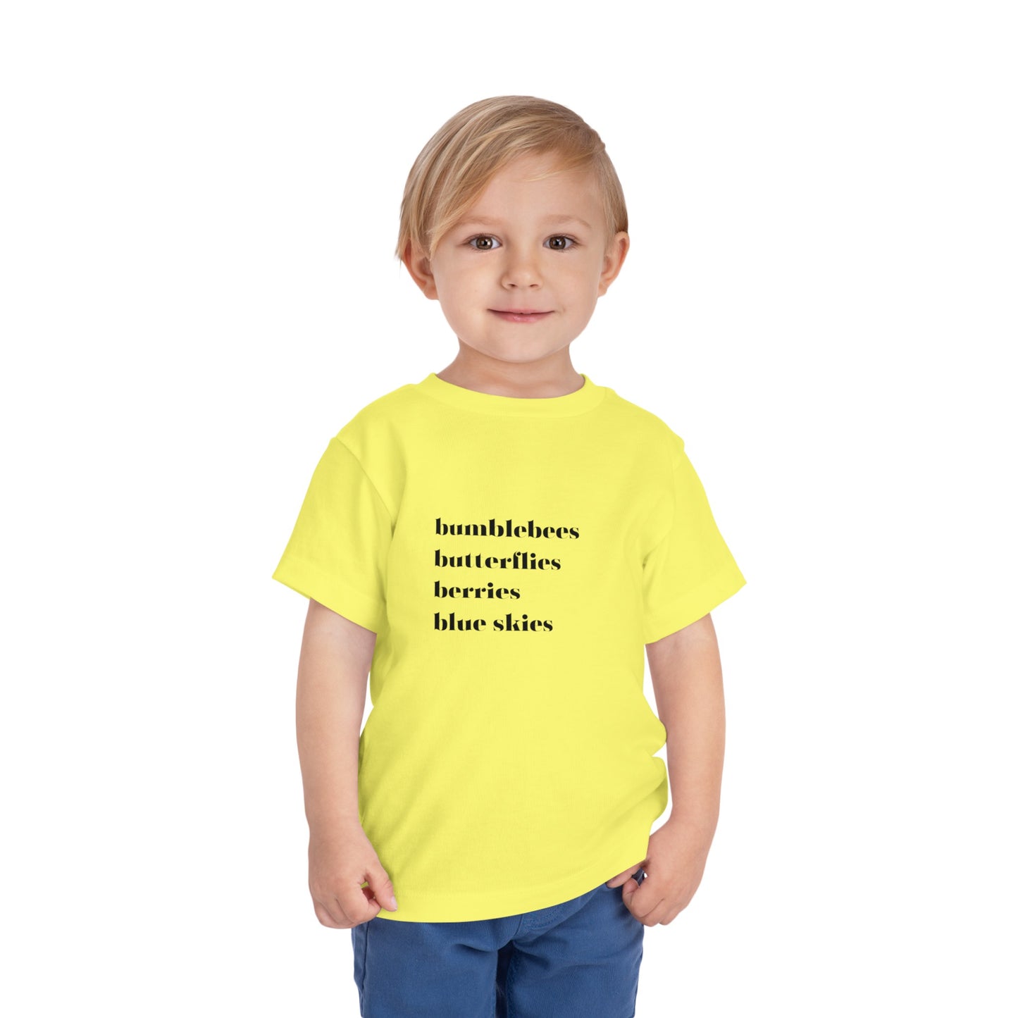 Bumblebees Butterflies Berries Blue Skies Toddler Short Sleeve Tee