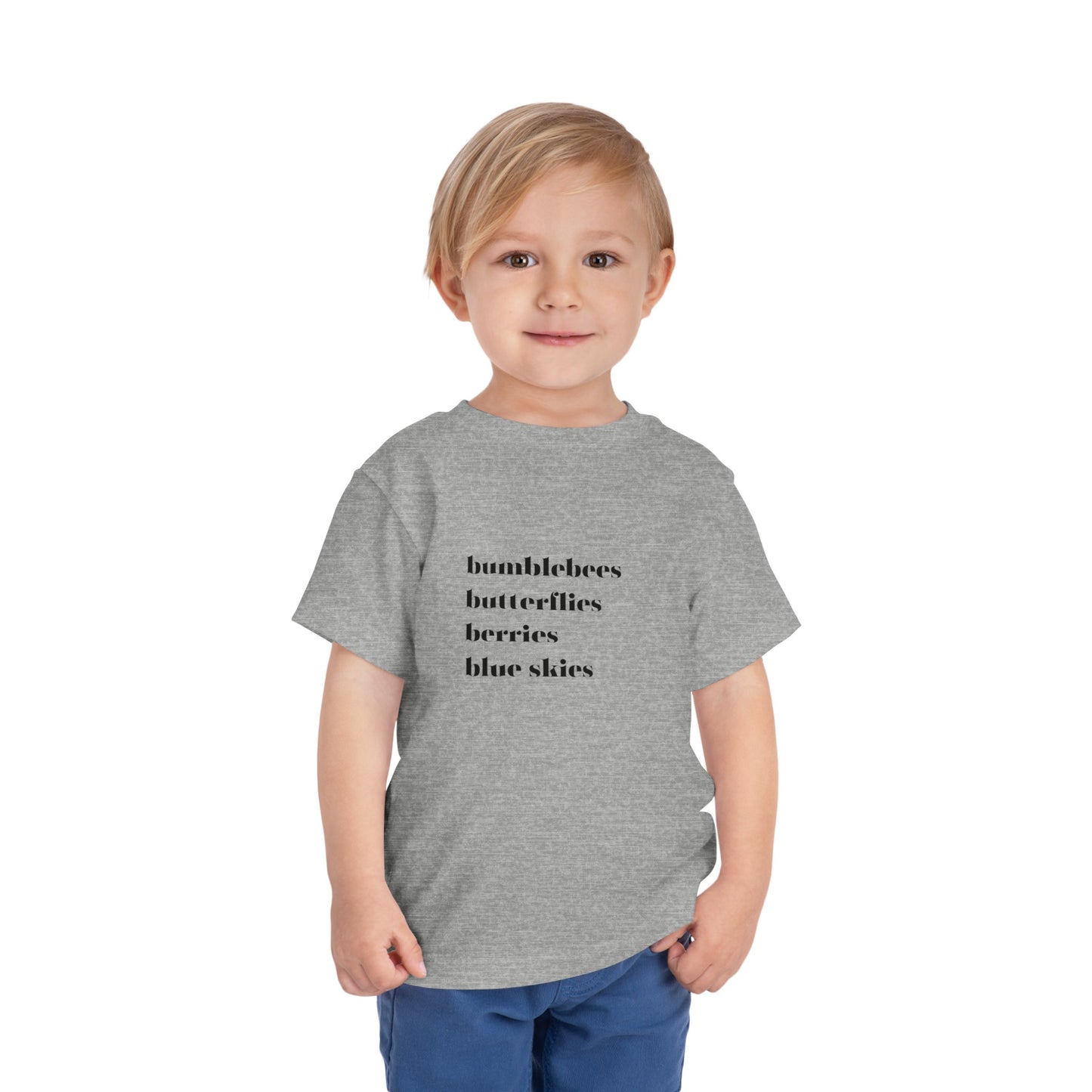 Bumblebees Butterflies Berries Blue Skies Toddler Short Sleeve Tee