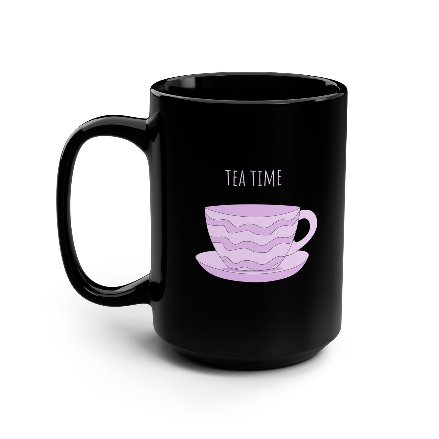 Tea Time Black Mug, 15oz