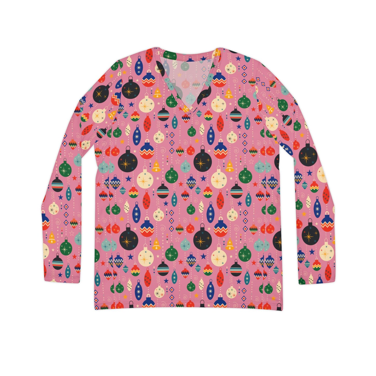 Vintage Ornaments Women's Long Sleeve V-neck Pajama Shirt