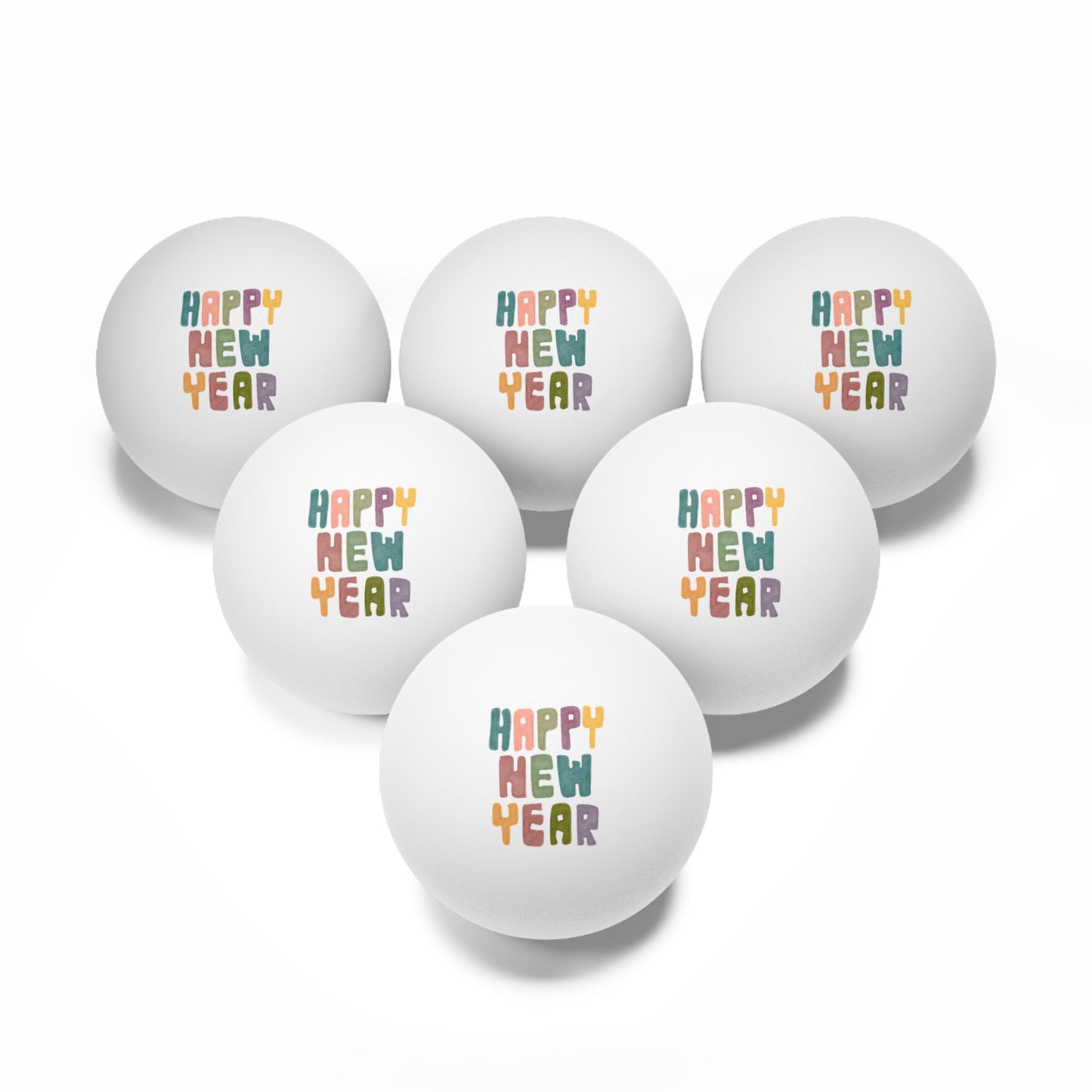 Happy New Year Beer Pong Balls, 6 pcs