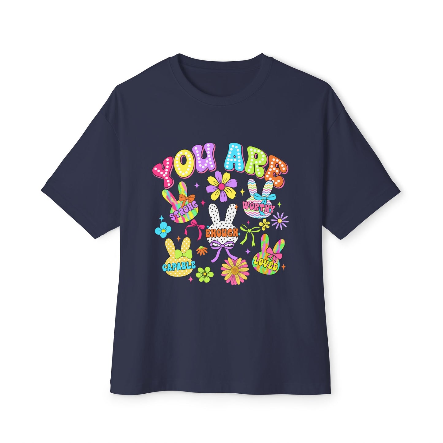 You Are Loved Unisex Oversized Boxy Tee - Colorful Graphic Tee for Positivity and Self-Love