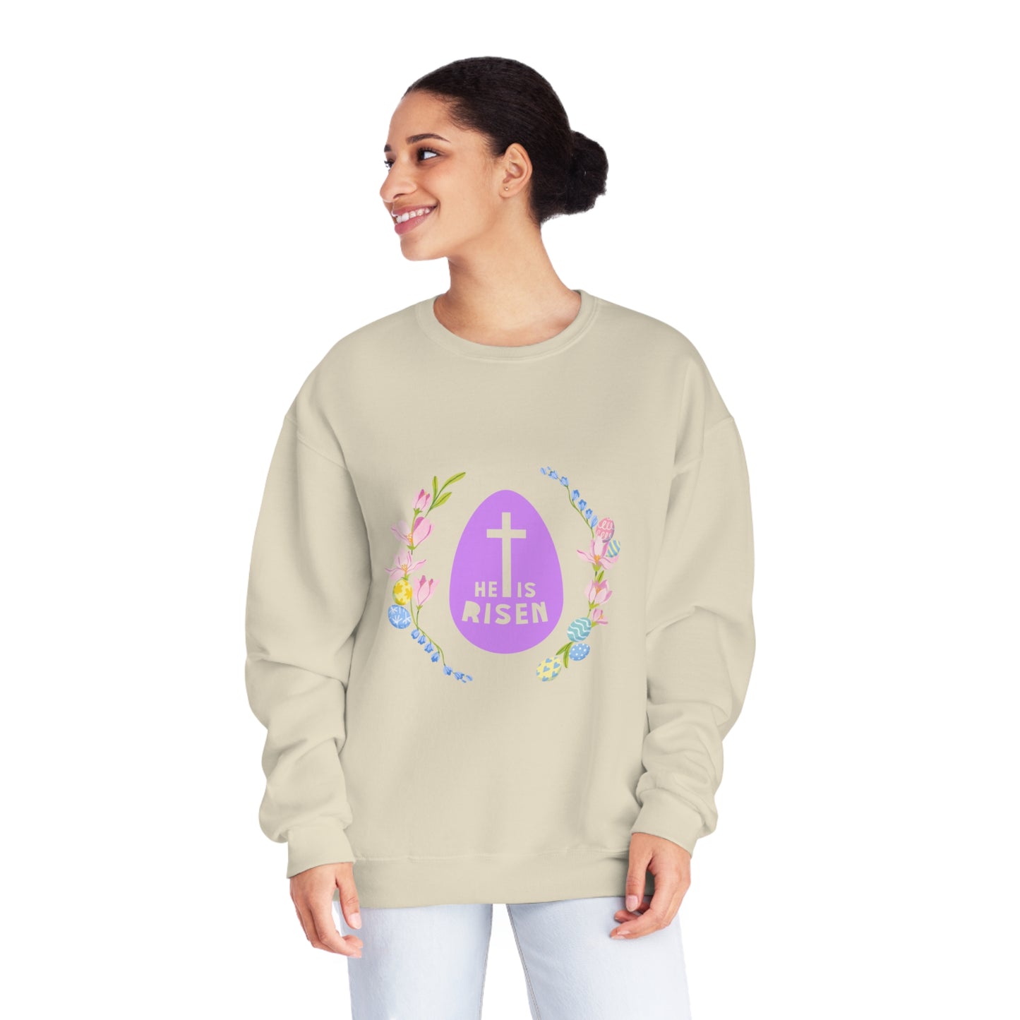 He Is Risen Easter Egg Unisex NuBlend® Crewneck Sweatshirt