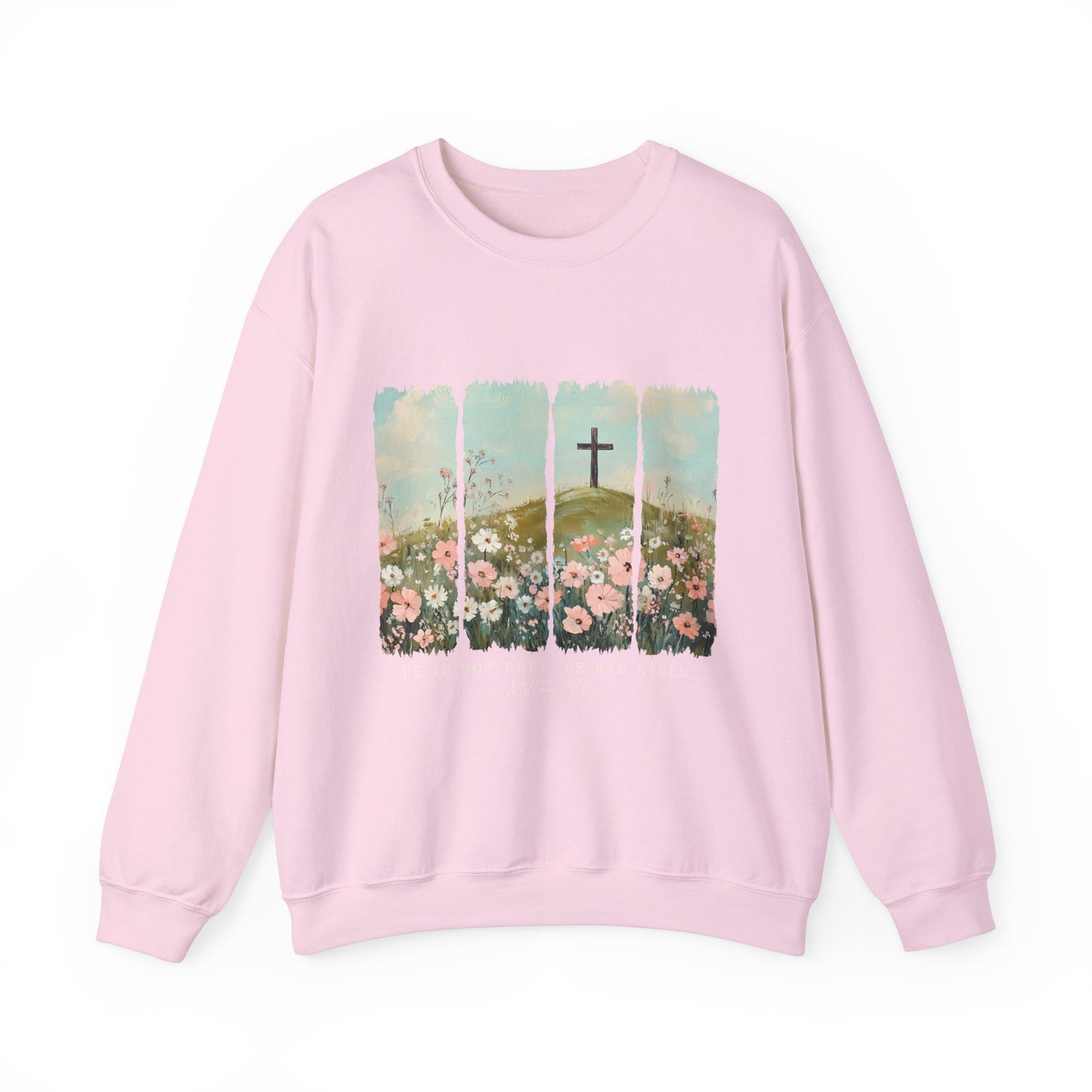 He Is Risen Crewneck Sweatshirt - Inspirational Easter Apparel