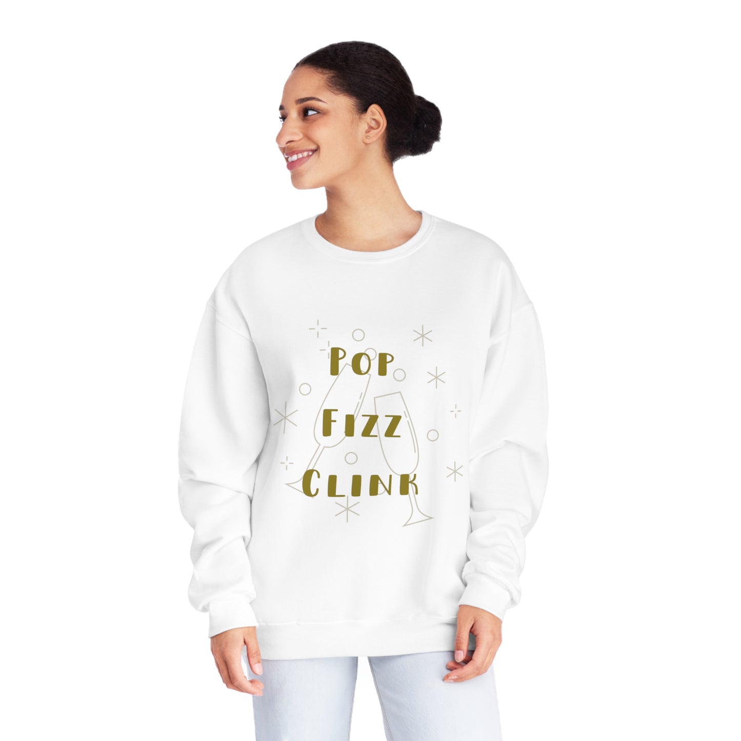 Pop Fizz Clink Gold Champagne Glasses Unisex NuBlend® Crewneck Sweatshirt