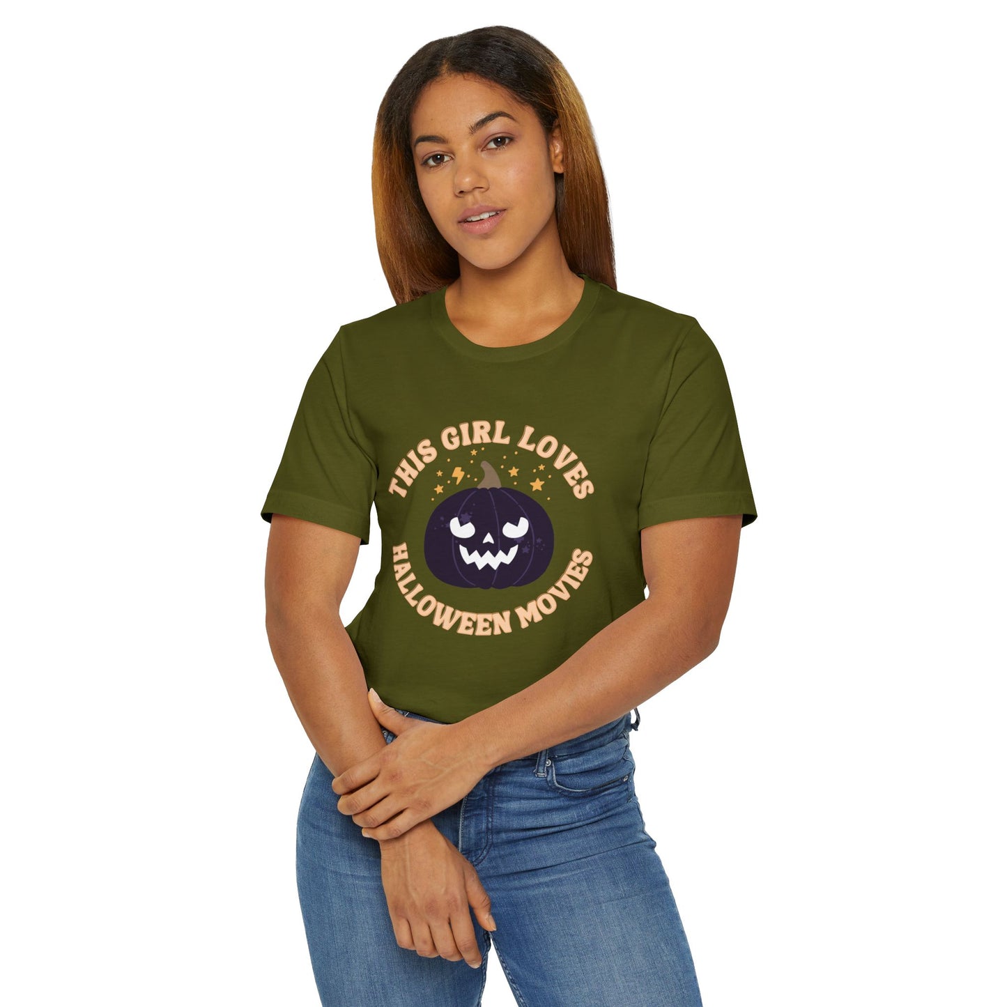 Just a Girl who Loves Halloween Movies Unisex Jersey T-Shirt