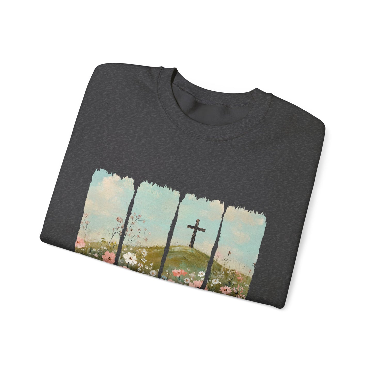 He Is Risen Crewneck Sweatshirt - Inspirational Easter Apparel